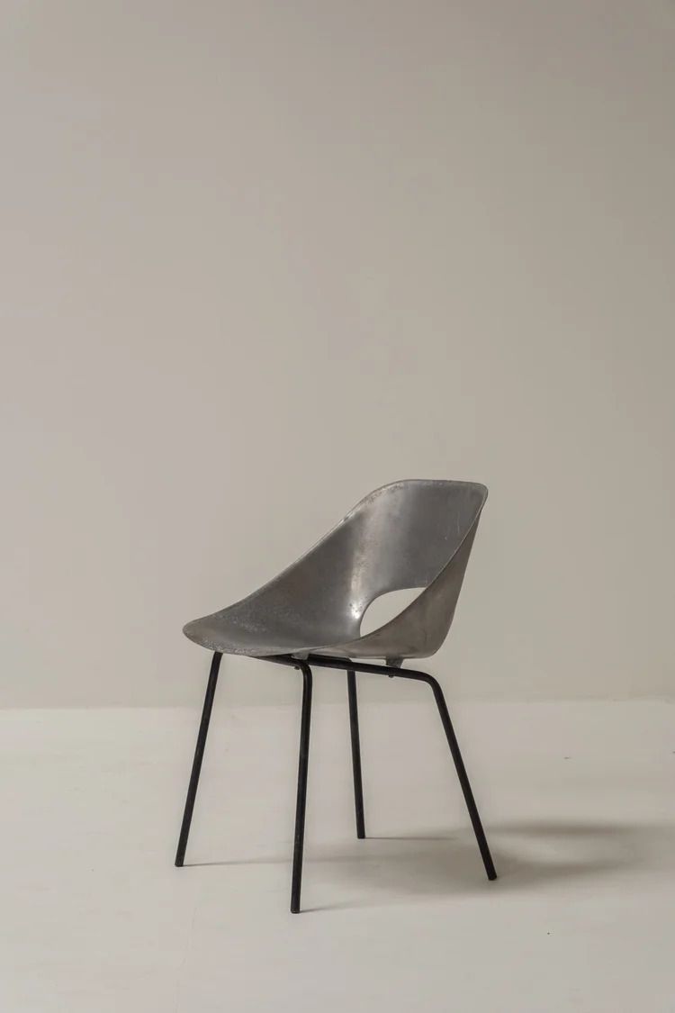 Set Of 3 Aluminum Tonneau Chairs By Pierre Guariche For Steiner, 1950s photo buy