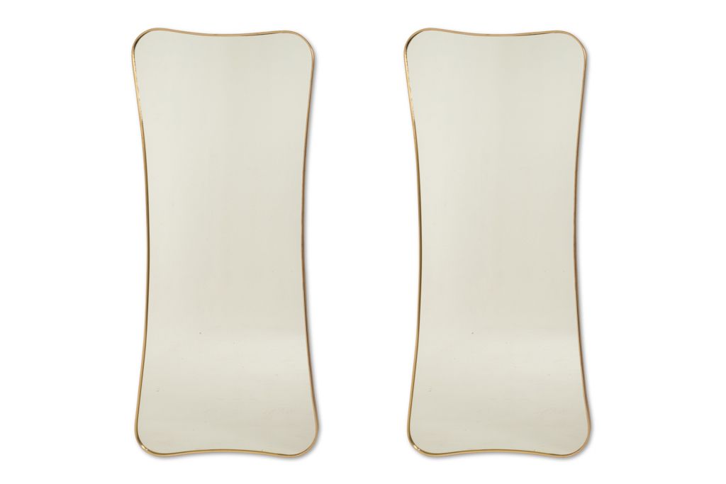 photo furniture Gilded Brass Mirror In The Style Of Gio Ponti. 1980s Or 1990s.