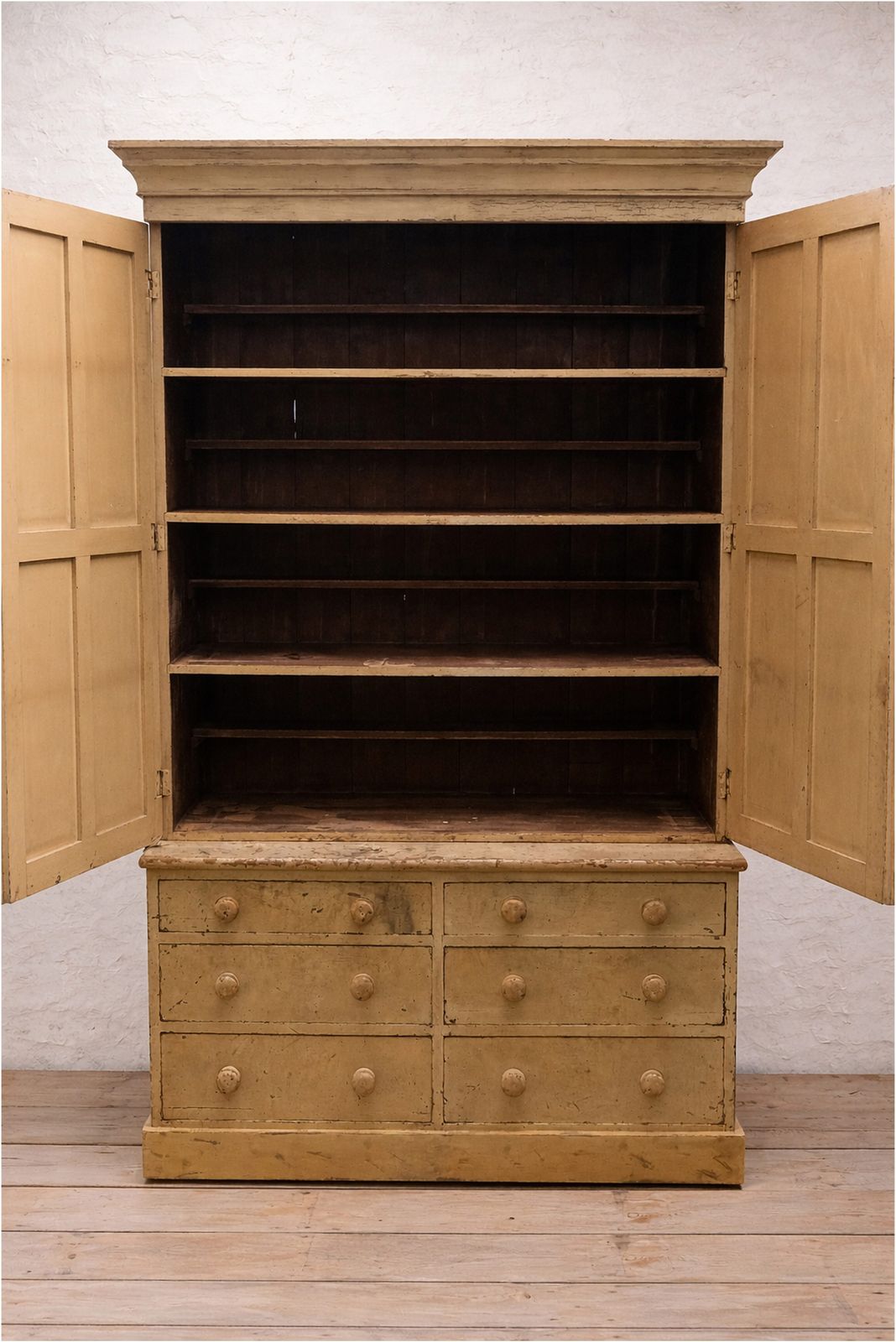Exceptional 19th Century Painted Pine Housekeepers Cupboard In Original Paint (968) photo for sale