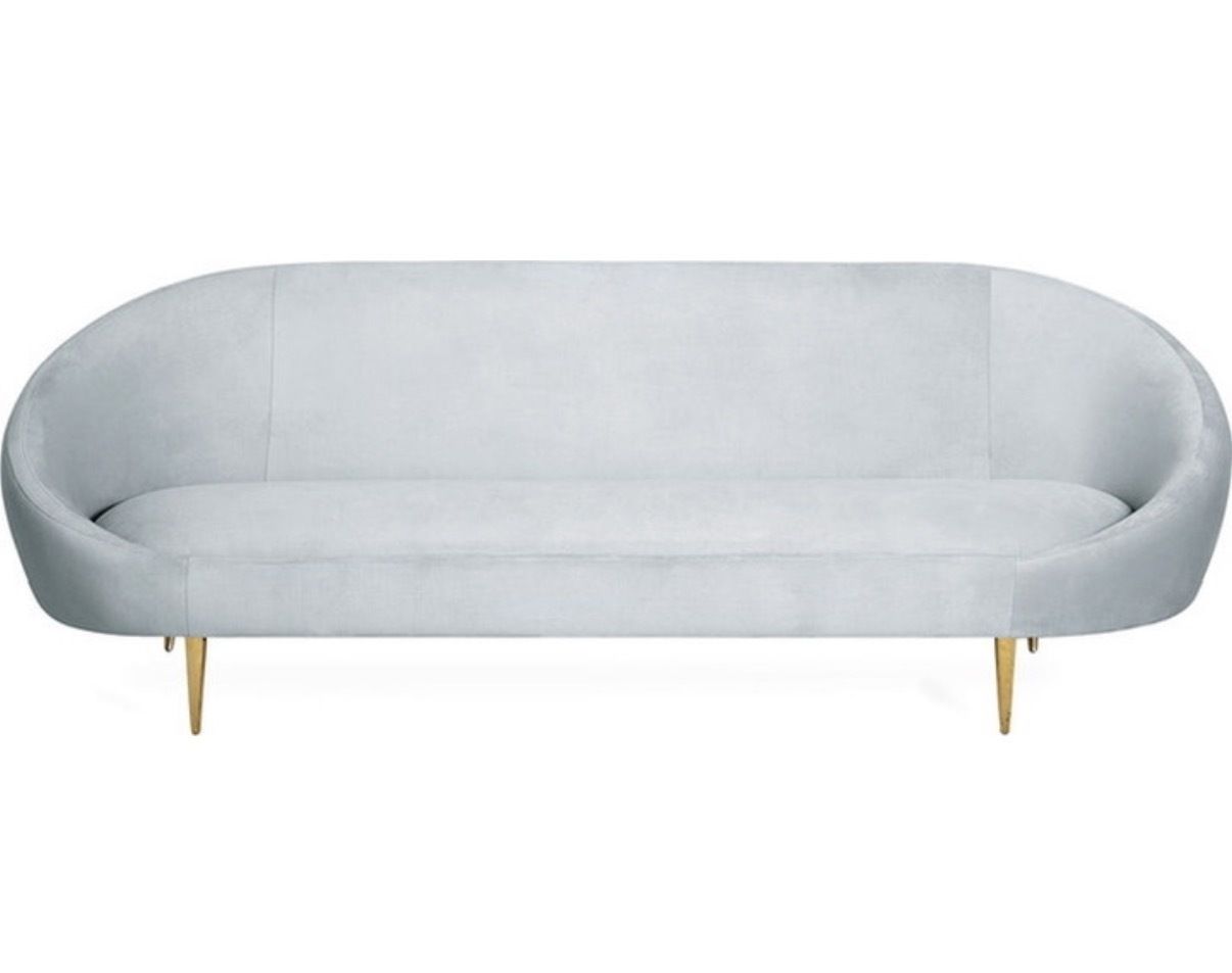 Jonathan Adler Ether Full Size Three Seater Sofa In Bergamo Ice (Very Light Blue) Velvet photo Furniture
