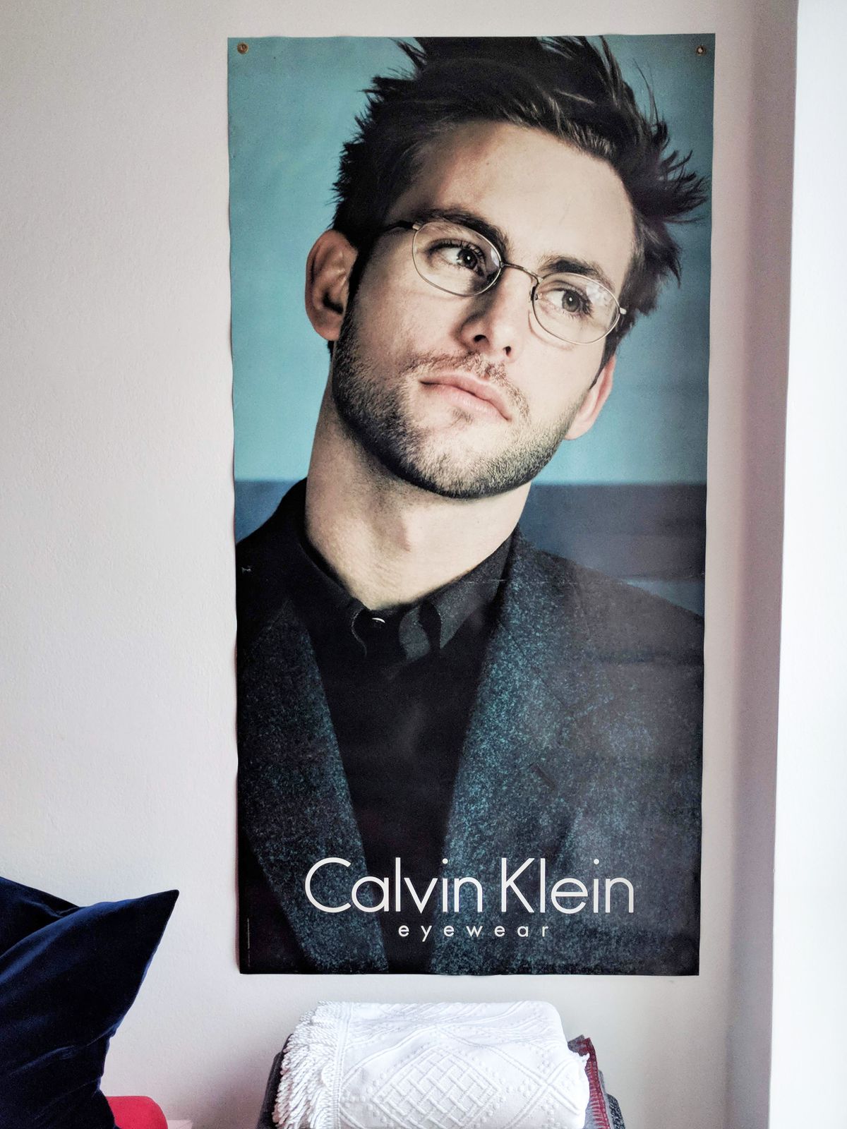 Xl 1990s Original Calvin Klein Eyewear Ad Poster Featuring Kate Moss photo furniture