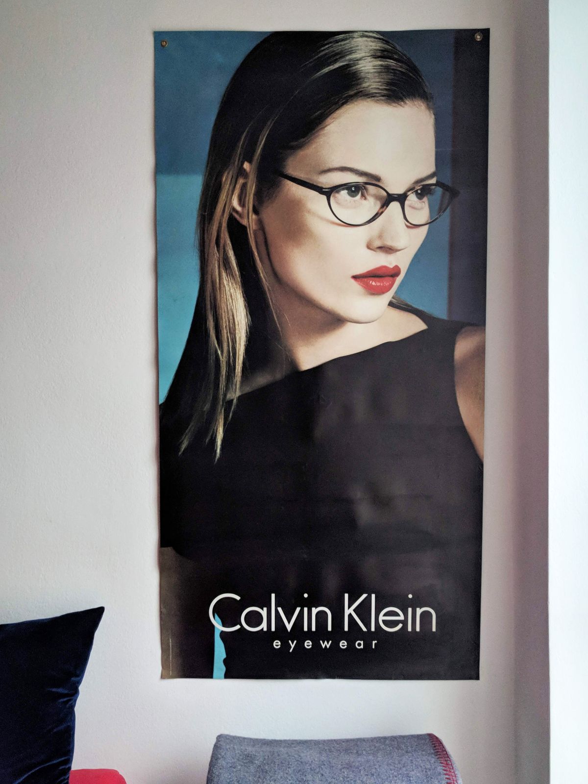 Xl 1990s Original Calvin Klein Eyewear Ad Poster Featuring Kate Moss
