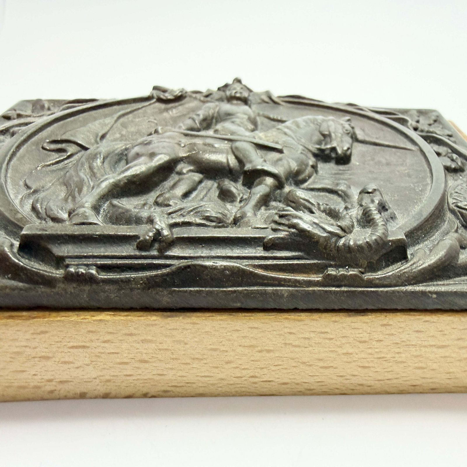Antique C 1900. Otto Von Bismarck "Knight In Shining Armor" Cast Iron Plaque Paperweight. photo Home Decor