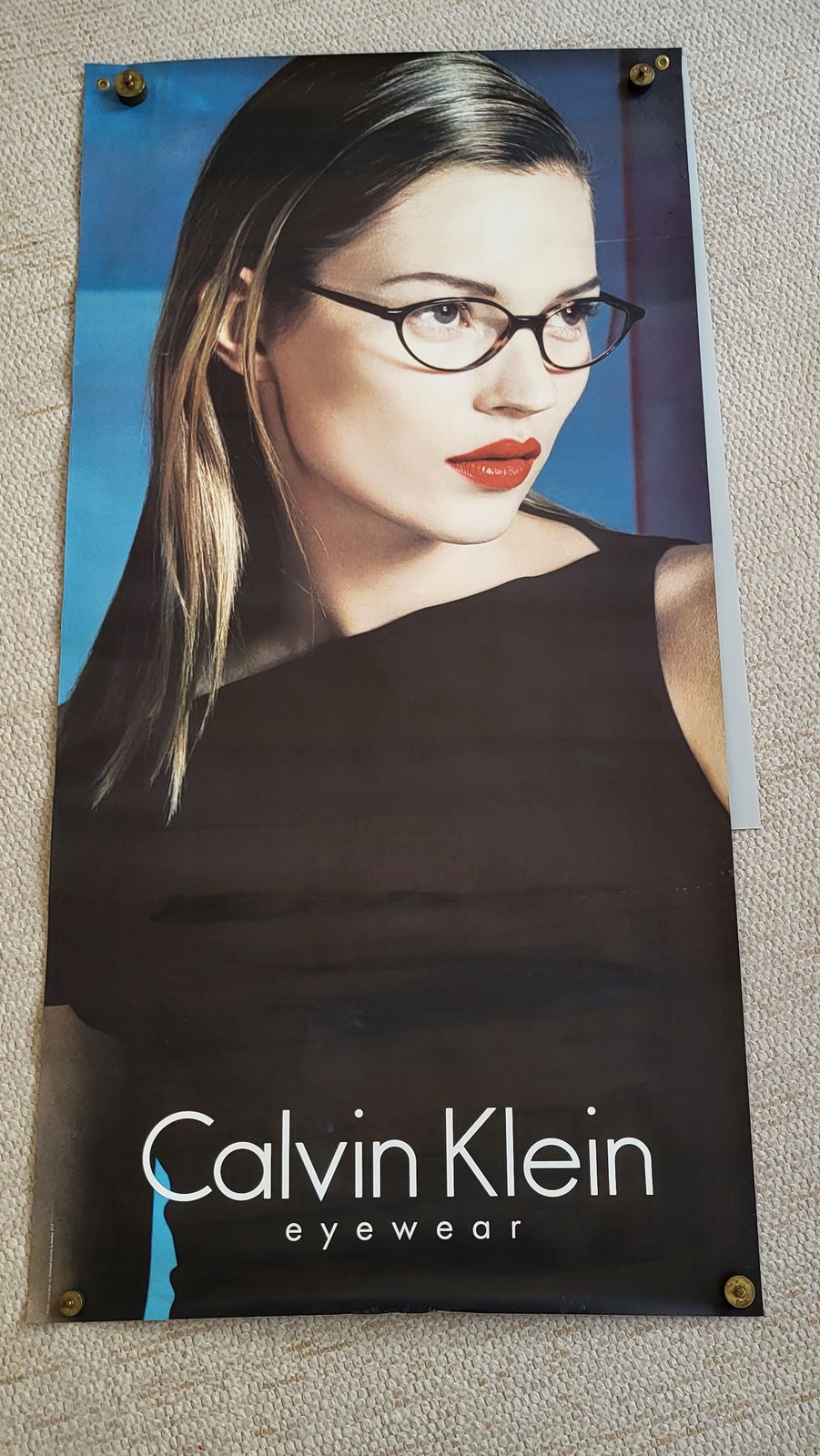 Xl 1990s Original Calvin Klein Eyewear Ad Poster Featuring Kate Moss photo for sale