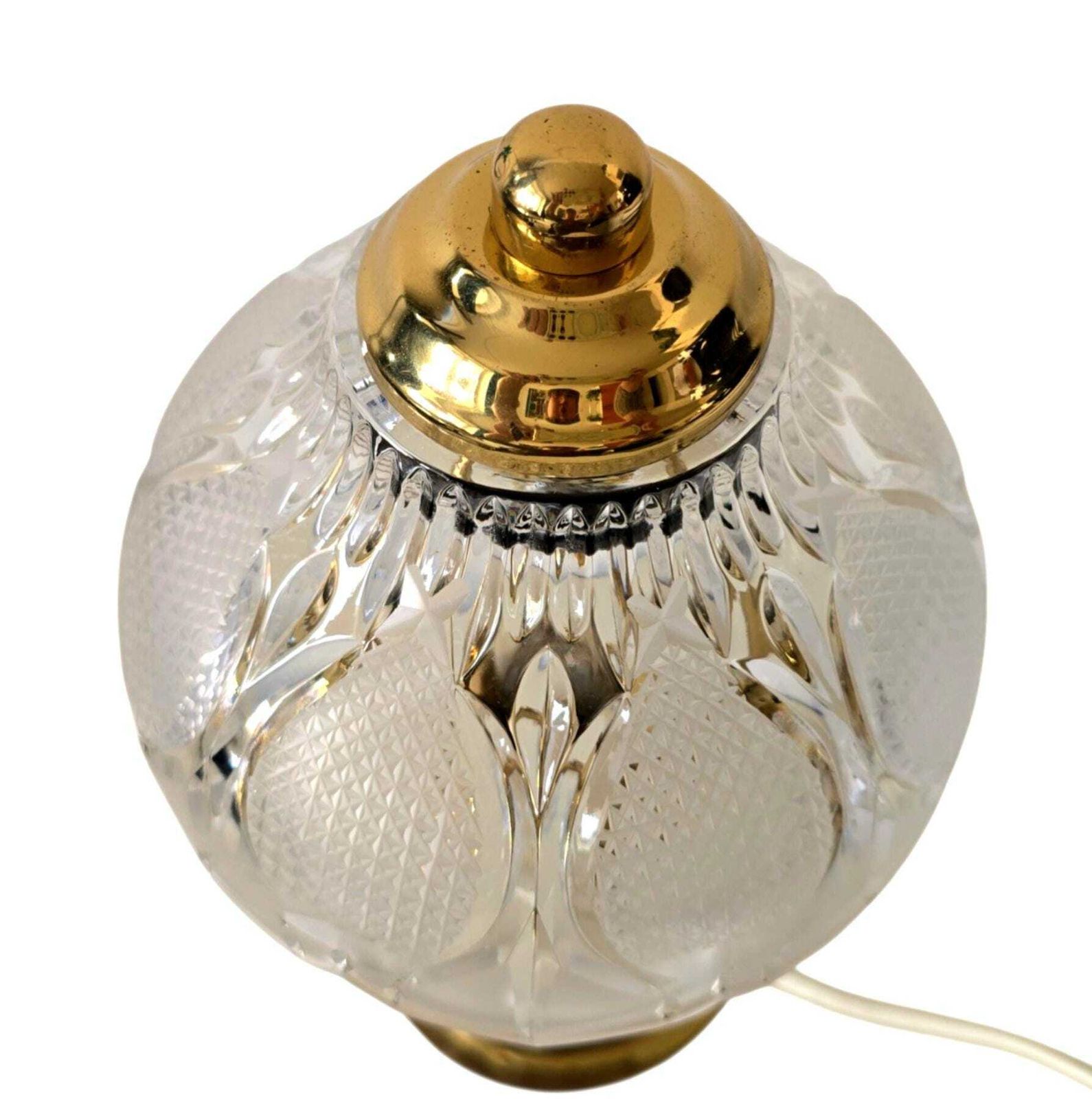 Delightful Vintage Cut Crystal Table Lamp With Brass Base, Hollywood Regency Style, Mid Century Bedside Lamp photo furniture