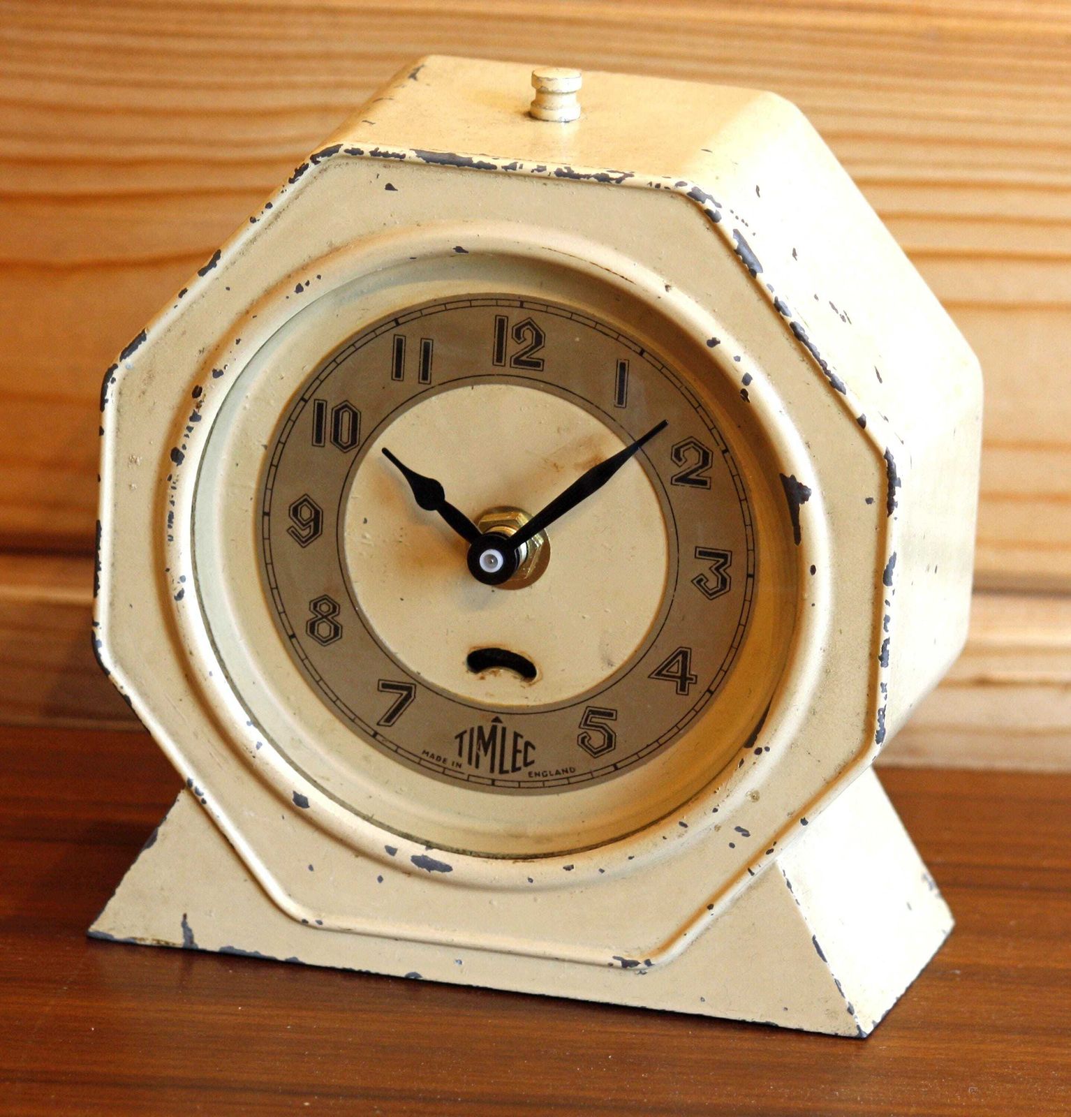 Vintage Timlec Mantel Clock   14cm Metal Retro Mid Century 1950s Industrial Desk Clock Off The Wall Clocks
