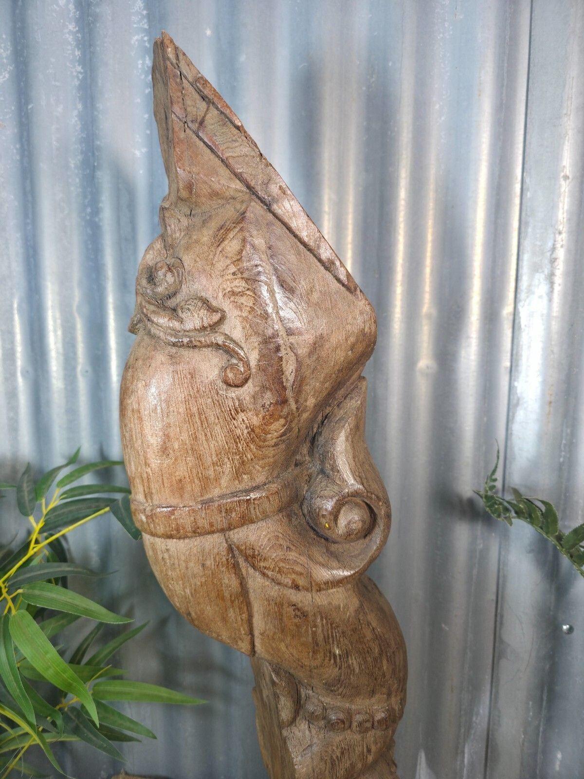 Antique 19th Century Indian Hand Carved Wooden Architectural Corbel On Stand photo for sale