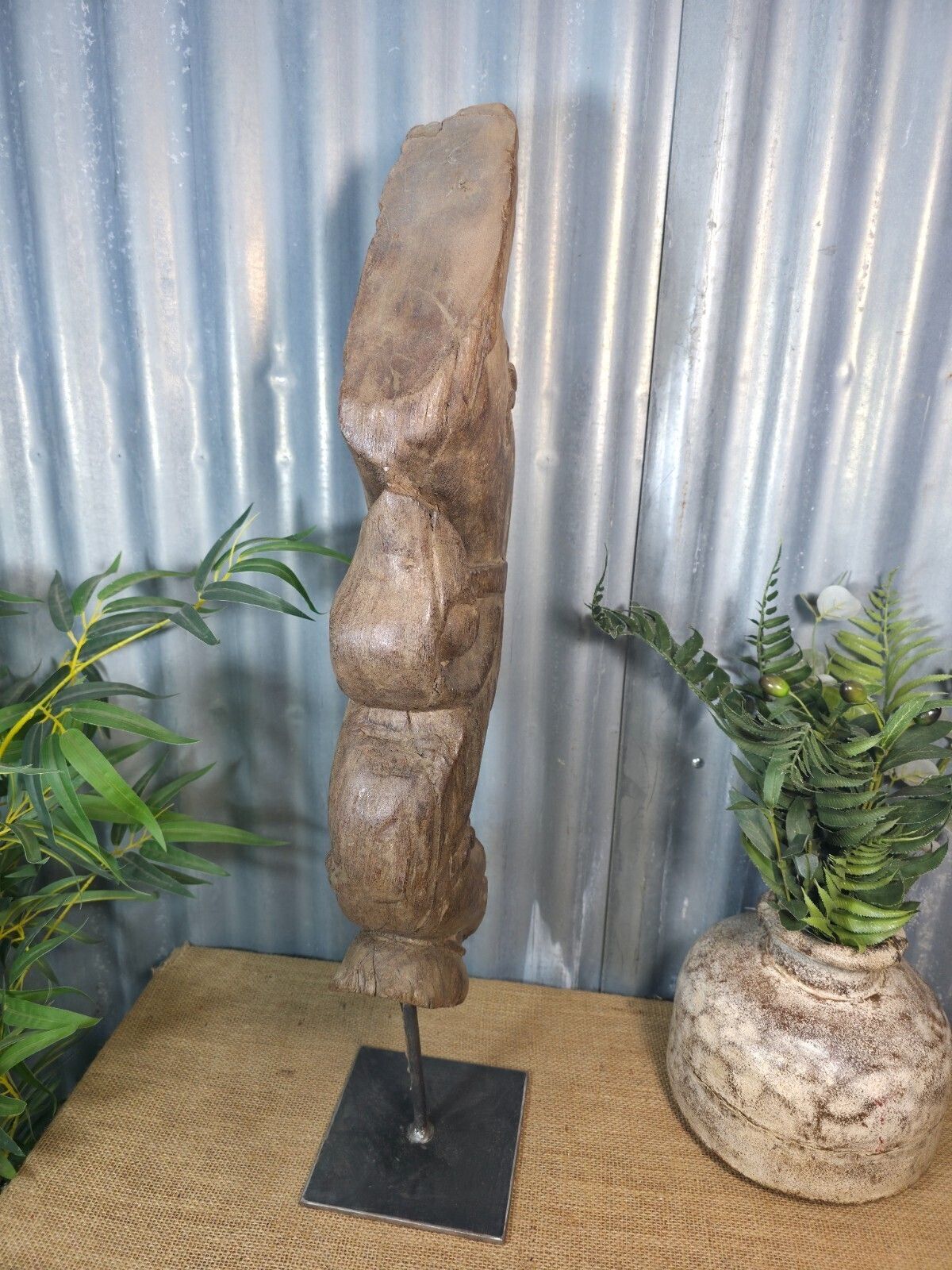 Antique 19th Century Indian Hand Carved Wooden Architectural Corbel On Stand photo buy