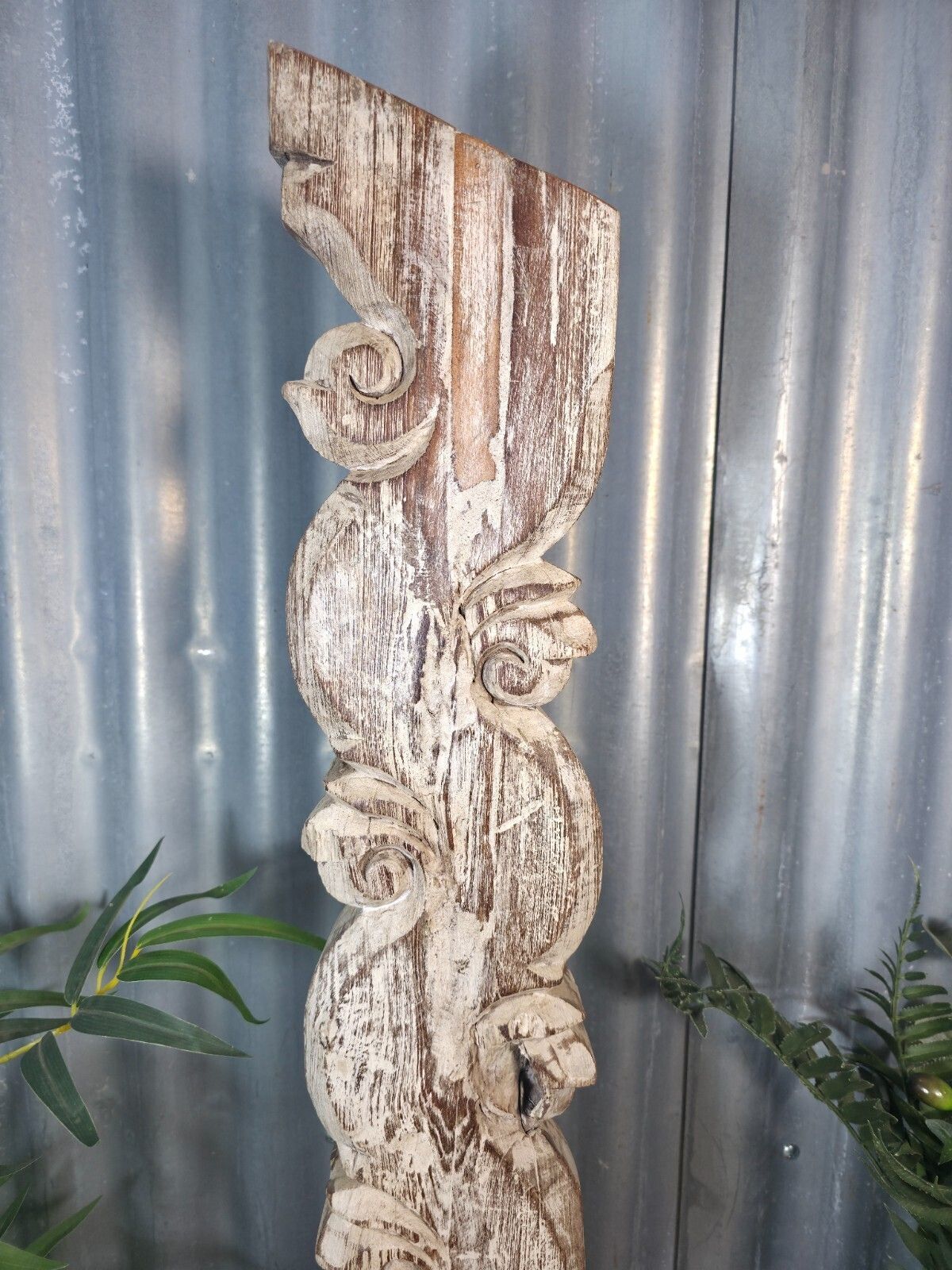 Antique 19th Century Indian Hand Carved Wooden Architectural Corbel On Stand photo for sale