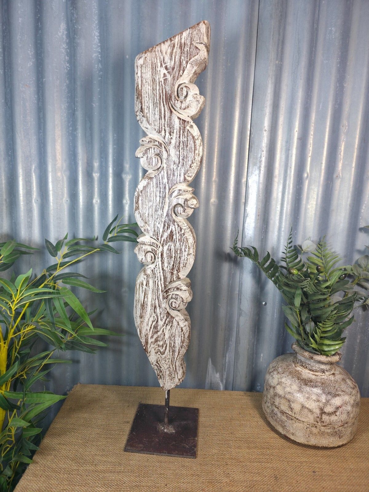 Antique 19th Century Indian Hand Carved Wooden Architectural Corbel On Stand photo buy