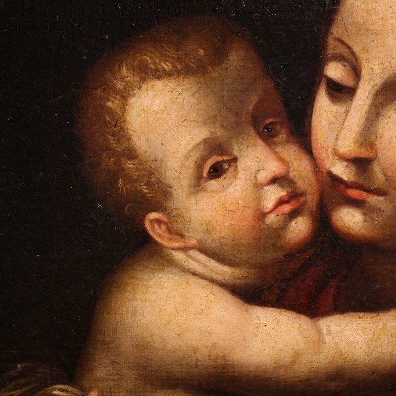 Tableau religieux d'époque, Madone à l'Enfant, XVIIIe siècle photo vinterior
