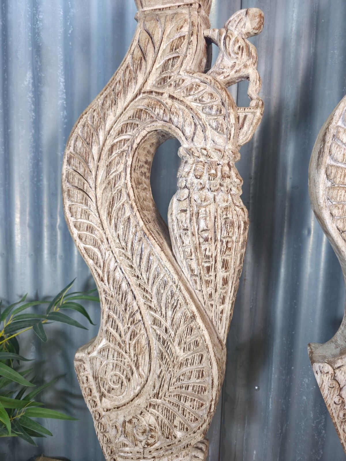 Pair Of Antique 19th Century Indian Hand Carved Wooden Architectural Corbels photo vintage