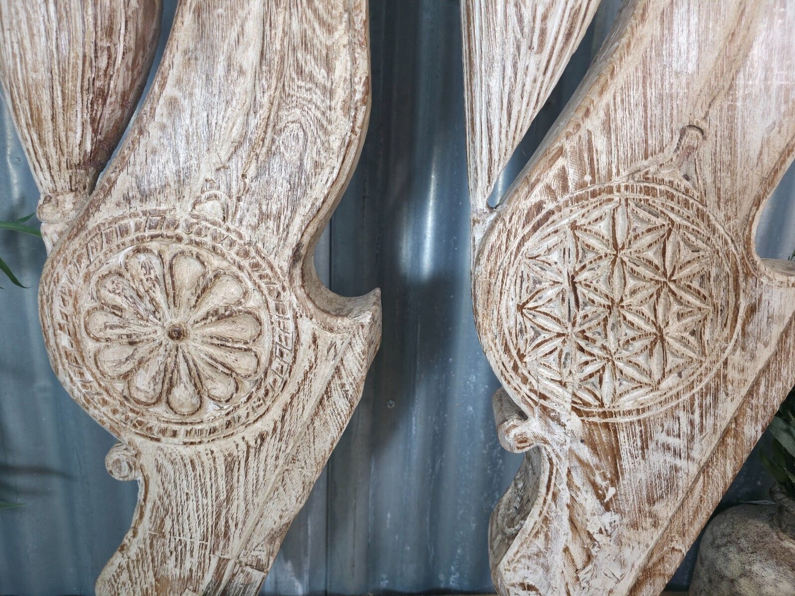photo for sale Pair Of Antique 19th Century Indian Hand Carved Wooden Architectural Corbels