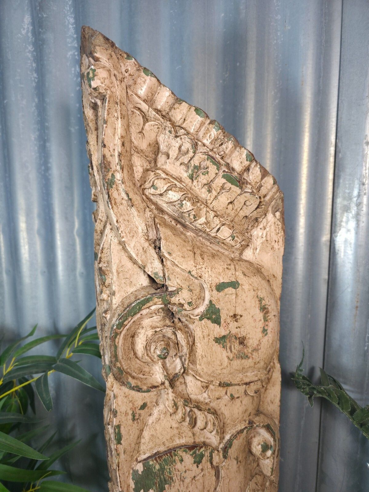 Antique 19th Century Indian Hand Carved Wooden Architectural Corbel On Stand photo for sale
