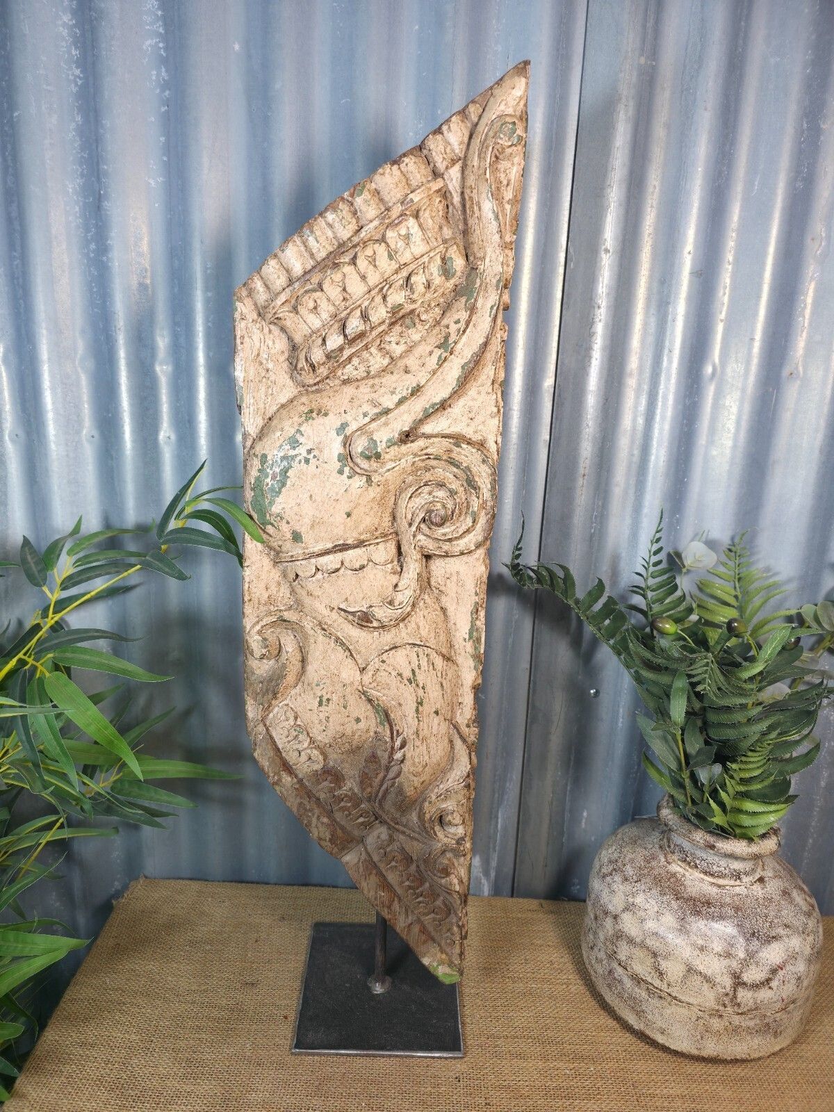 Antique 19th Century Indian Hand Carved Wooden Architectural Corbel On Stand photo 120.0