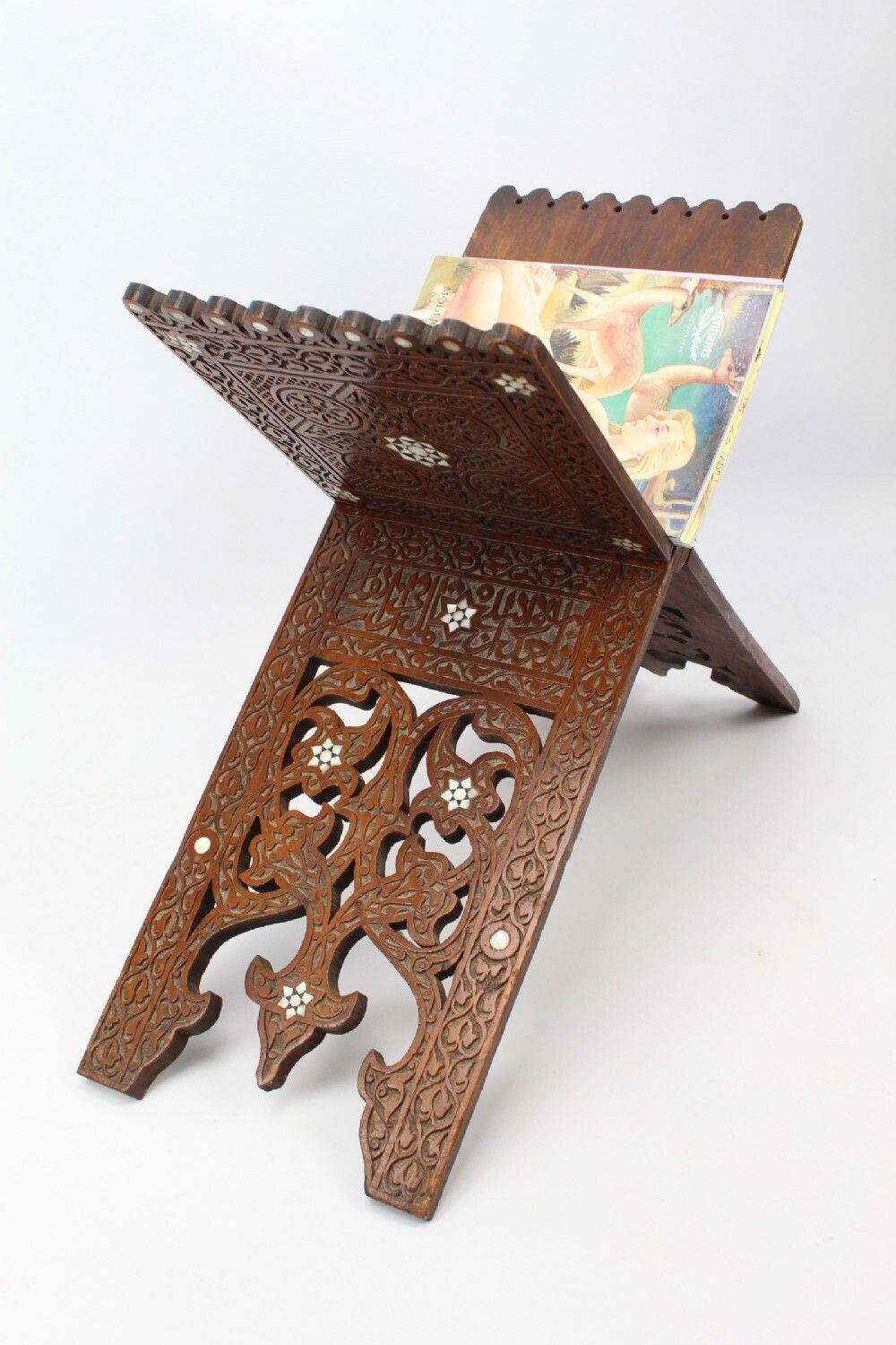 Mother Of Pearl Inlaid Victorian Arts & Crafts Magazine Stand