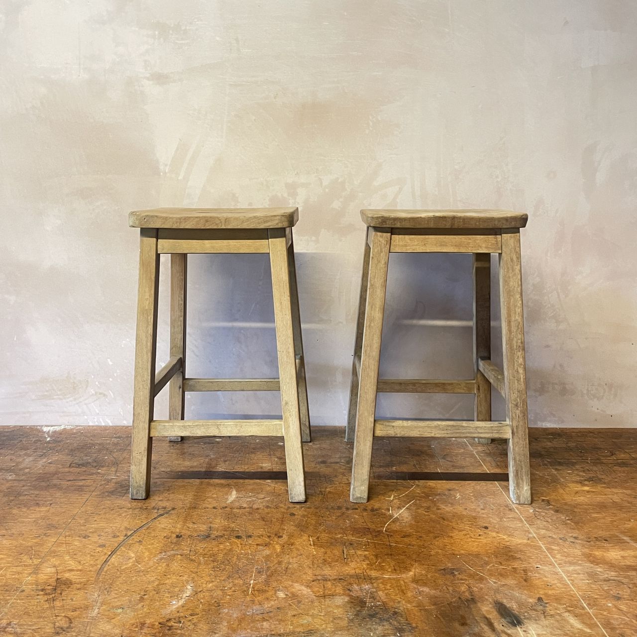 Pair Of Wooden Lab Bar Stools photo furniture