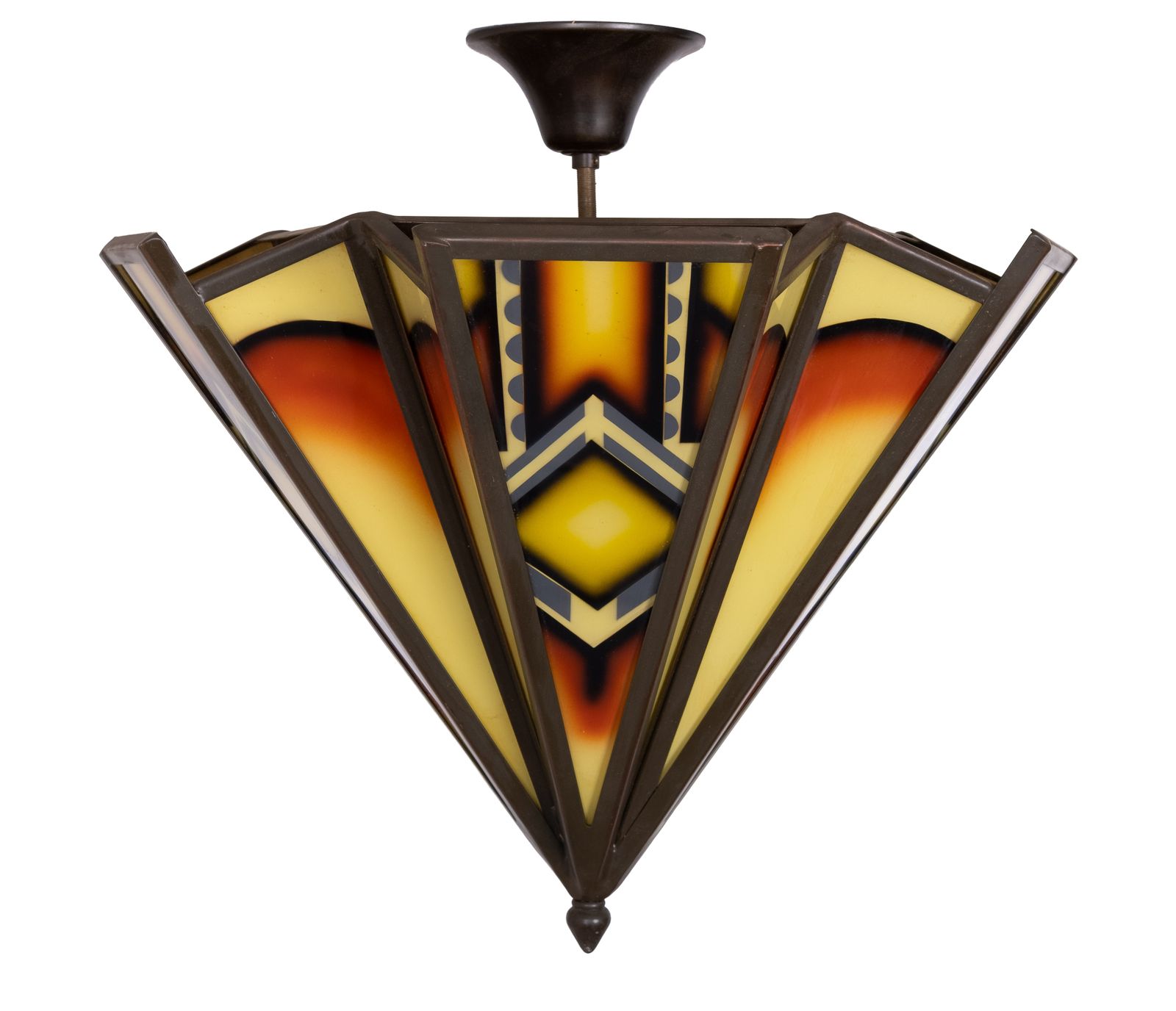 Amsterdam School Art Deco Glas In Lood Hanglamp – Nederland