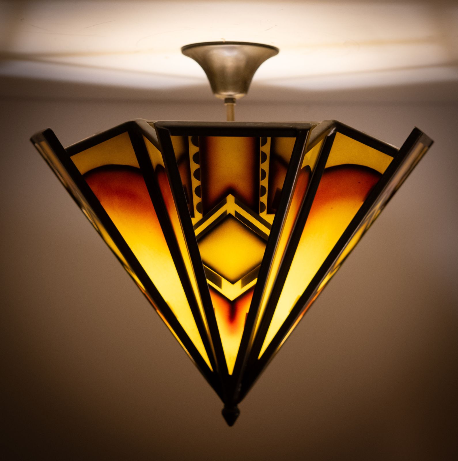 Amsterdam School Art Deco Glas In Lood Hanglamp – Nederland photo vinterior