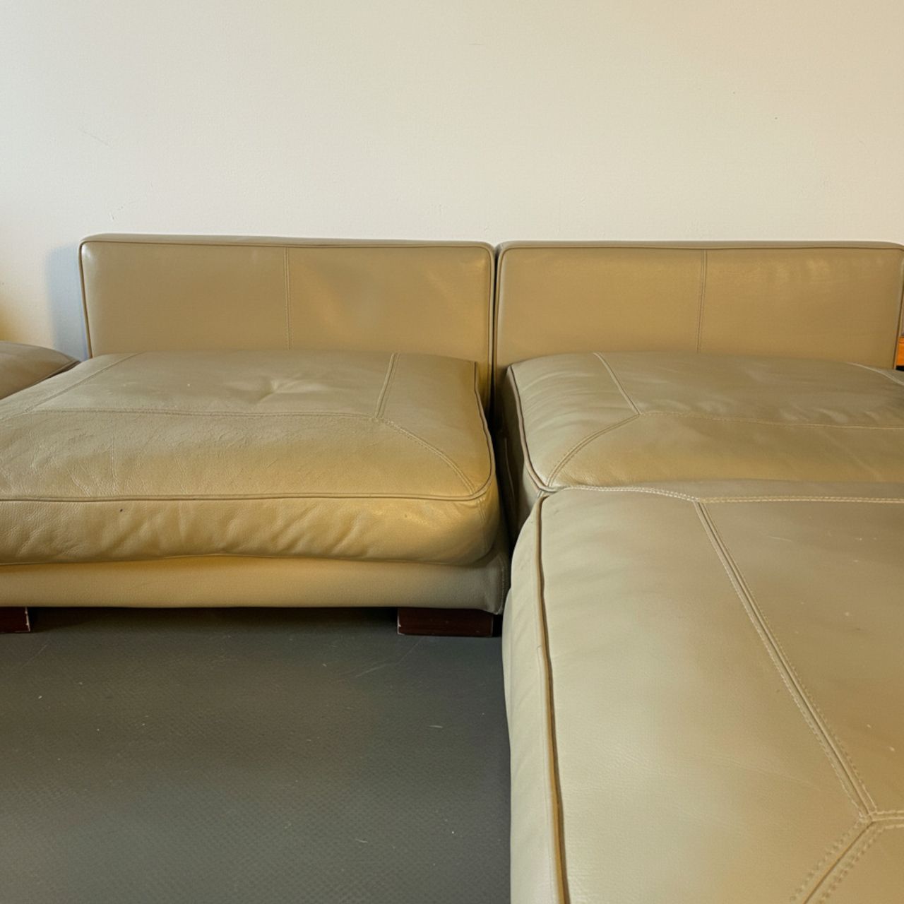 Cream Leather Modular Sofa, 1990s photo vintage