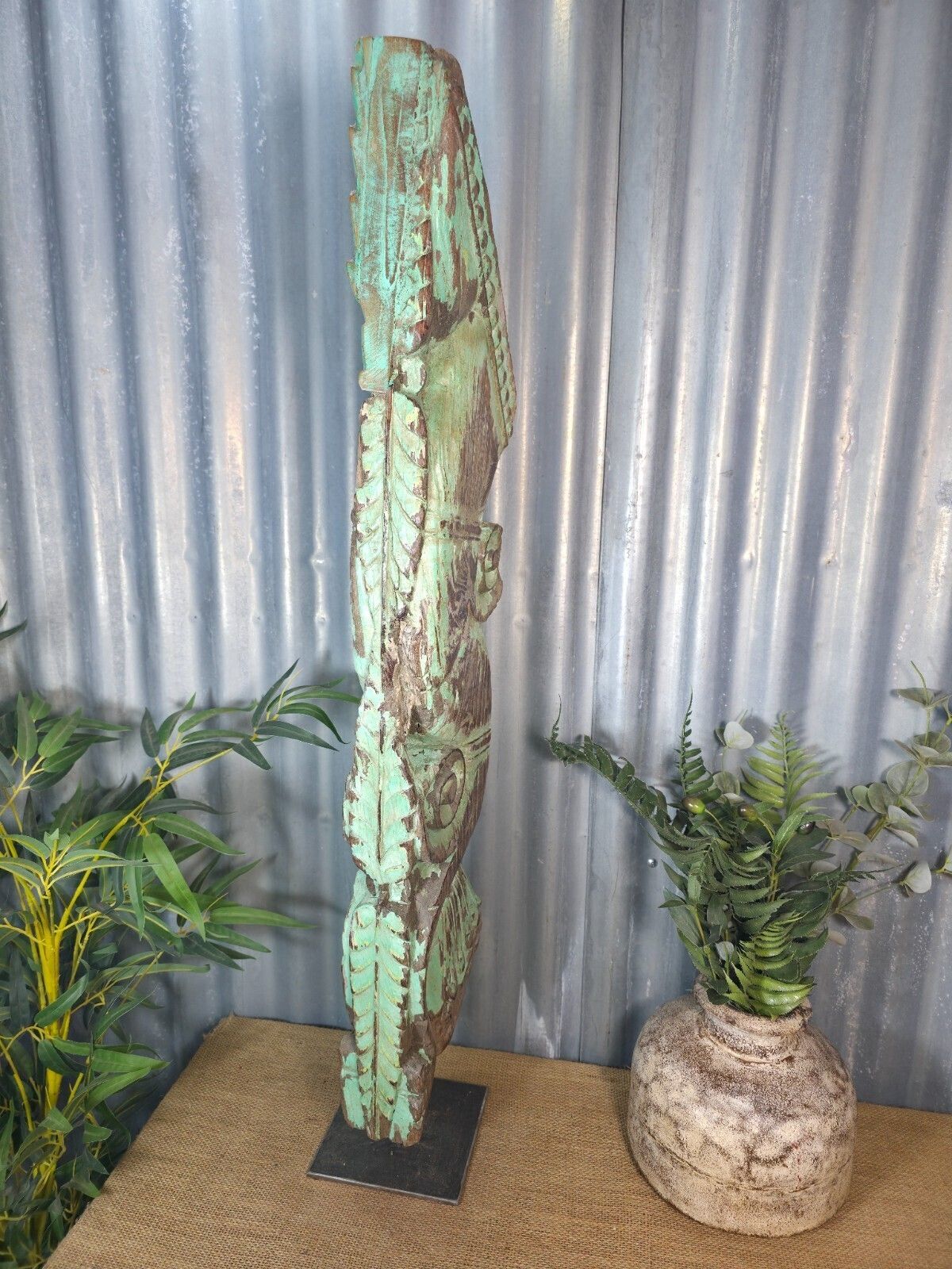 Antique 19th Century Indian Hand Carved Wooden Architectural Corbel On Stand photo 120.0