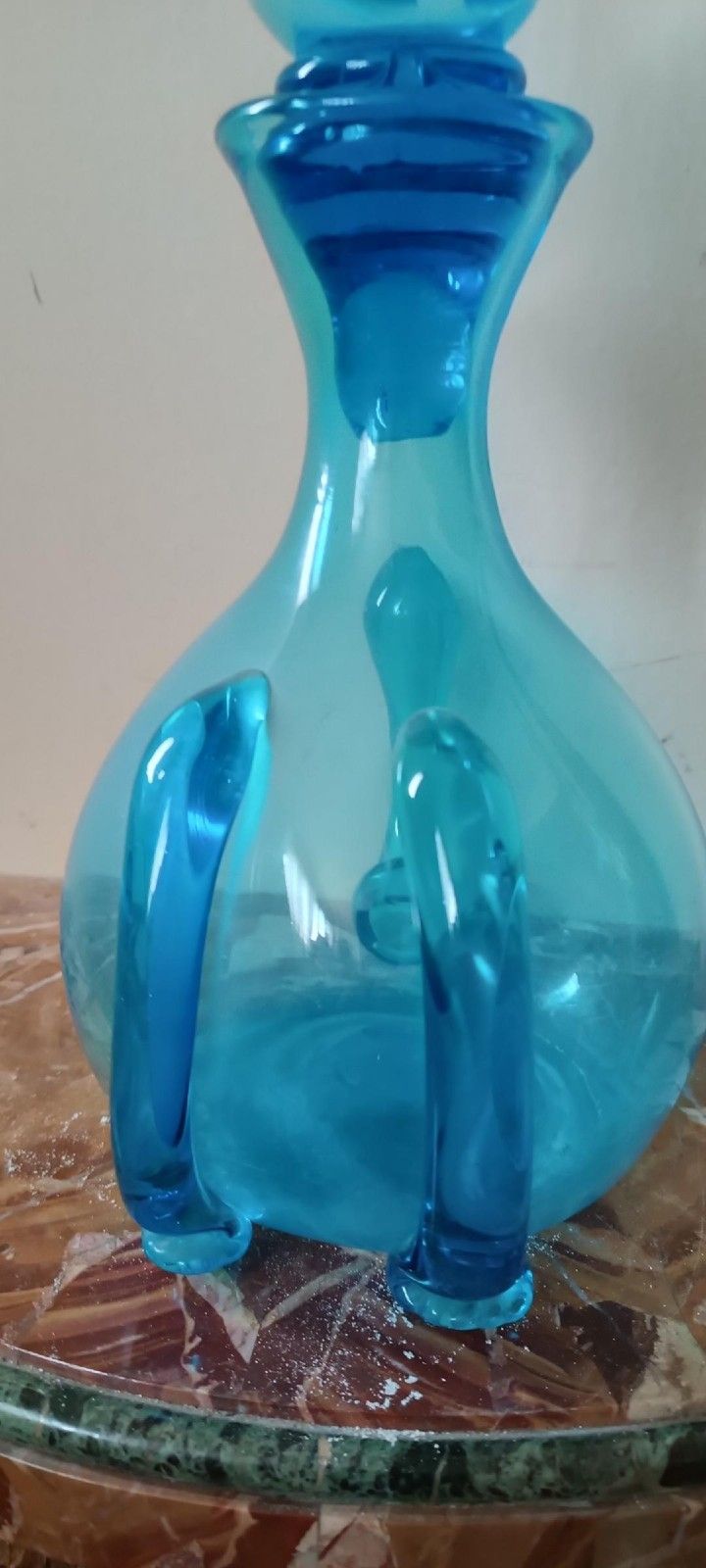 Vetro Antico Decanter Bottiglia Anni 60 Vetrerie Empoli , Forma Di Gatto photo for sale