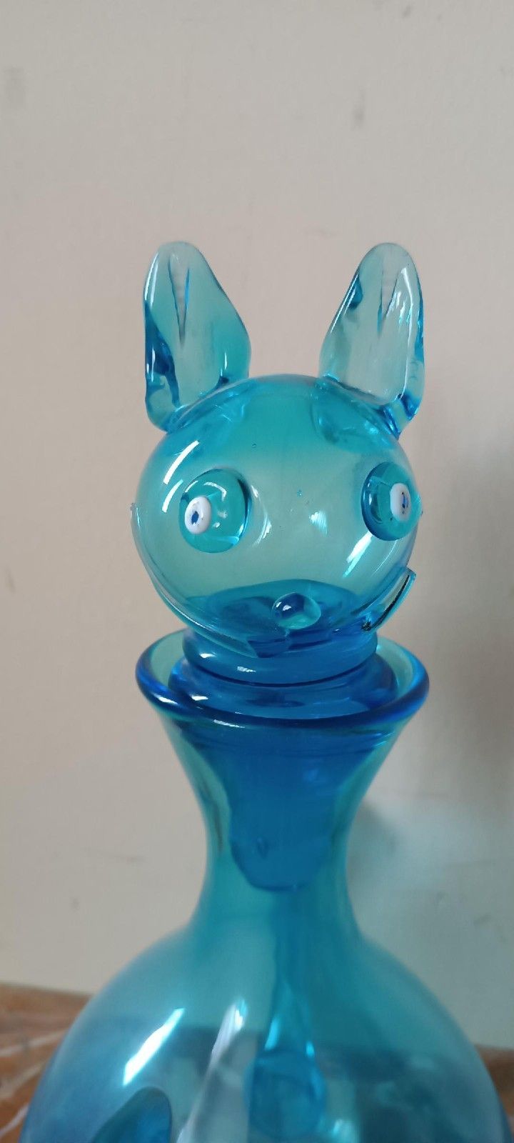 Vetro Antico Decanter Bottiglia Anni 60 Vetrerie Empoli , Forma Di Gatto photo Home Decor