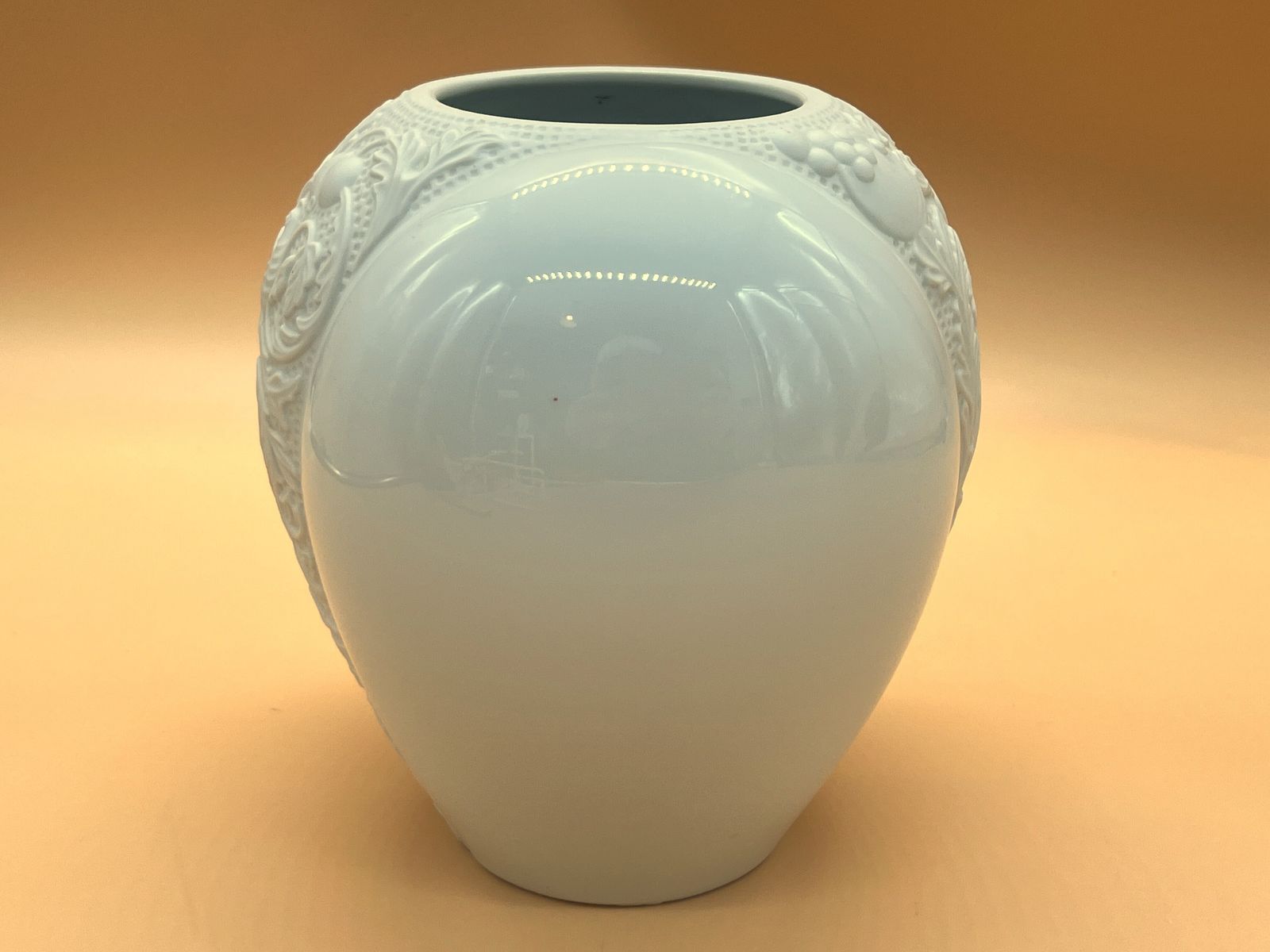 Rosenthal Porcelain, Germany Blanc De Chine Relief Birds And Foliage Vase By Helmut Drexler. 4077/14. photo for sale