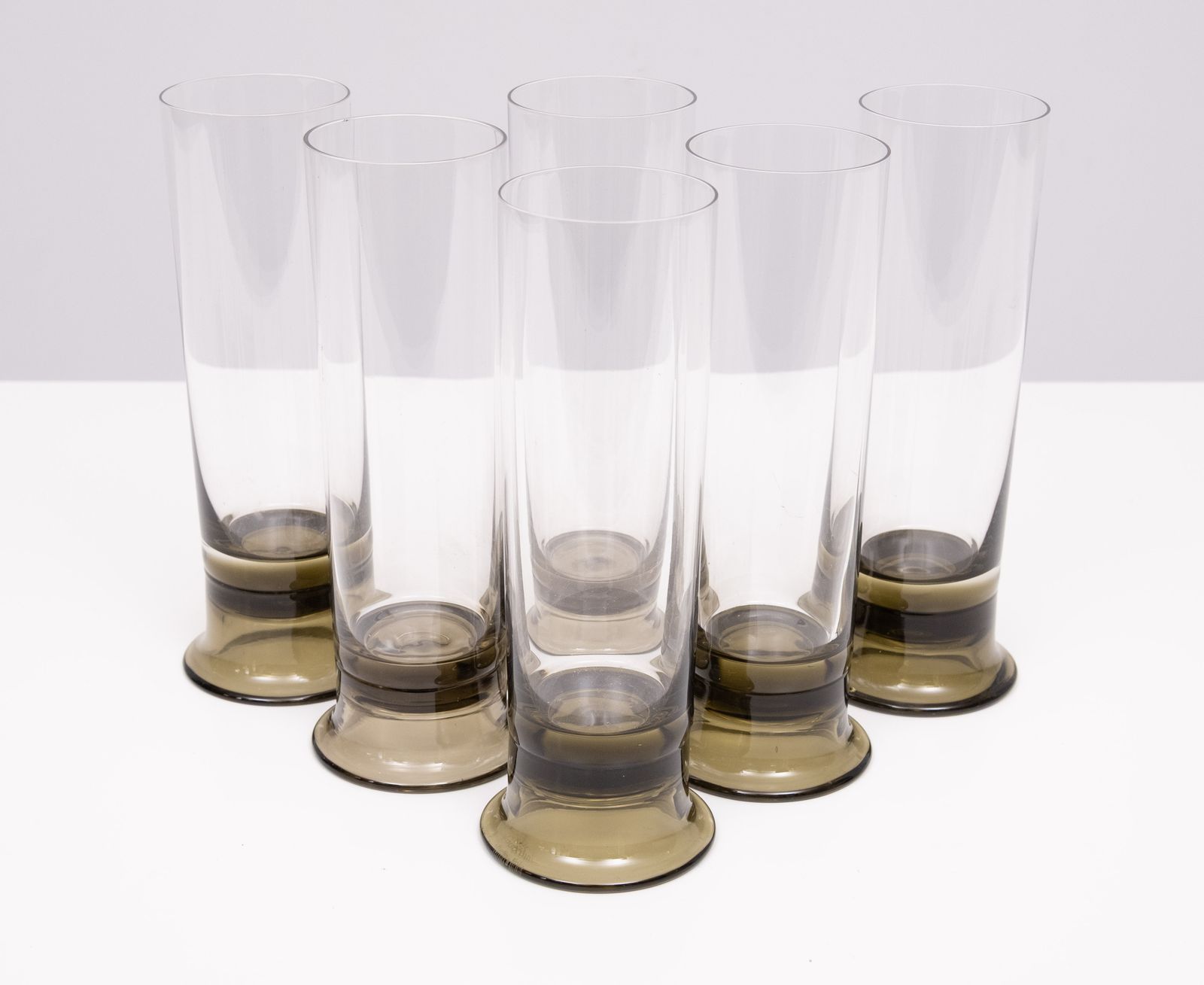 Set Van Zes Rookglazen Bierglazen Van Rosenthal, Jaren 1970