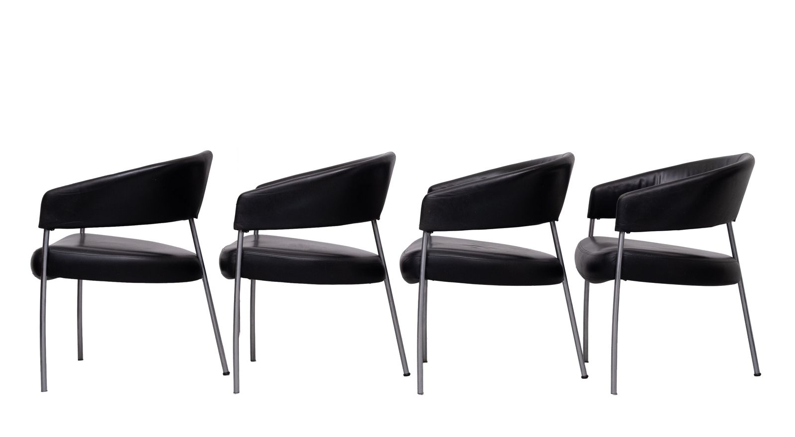 Set Of 4 Black Leather Dining Chairs By Castelijn, 1990s photo 1150.0