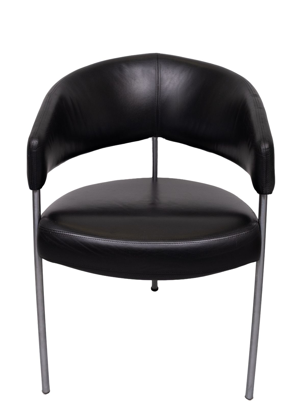 Set Of 4 Black Leather Dining Chairs By Castelijn, 1990s photo vintage
