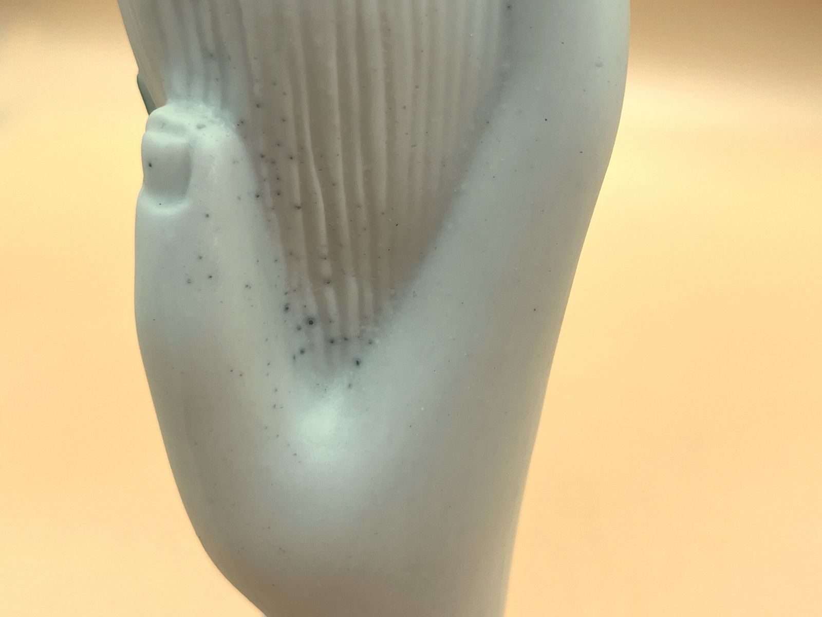 photo for sale Victorian Parian Ware Hand Holding Floral Bud / Posy Vase With Lace Cuff. Forget Me Nots. C1850.