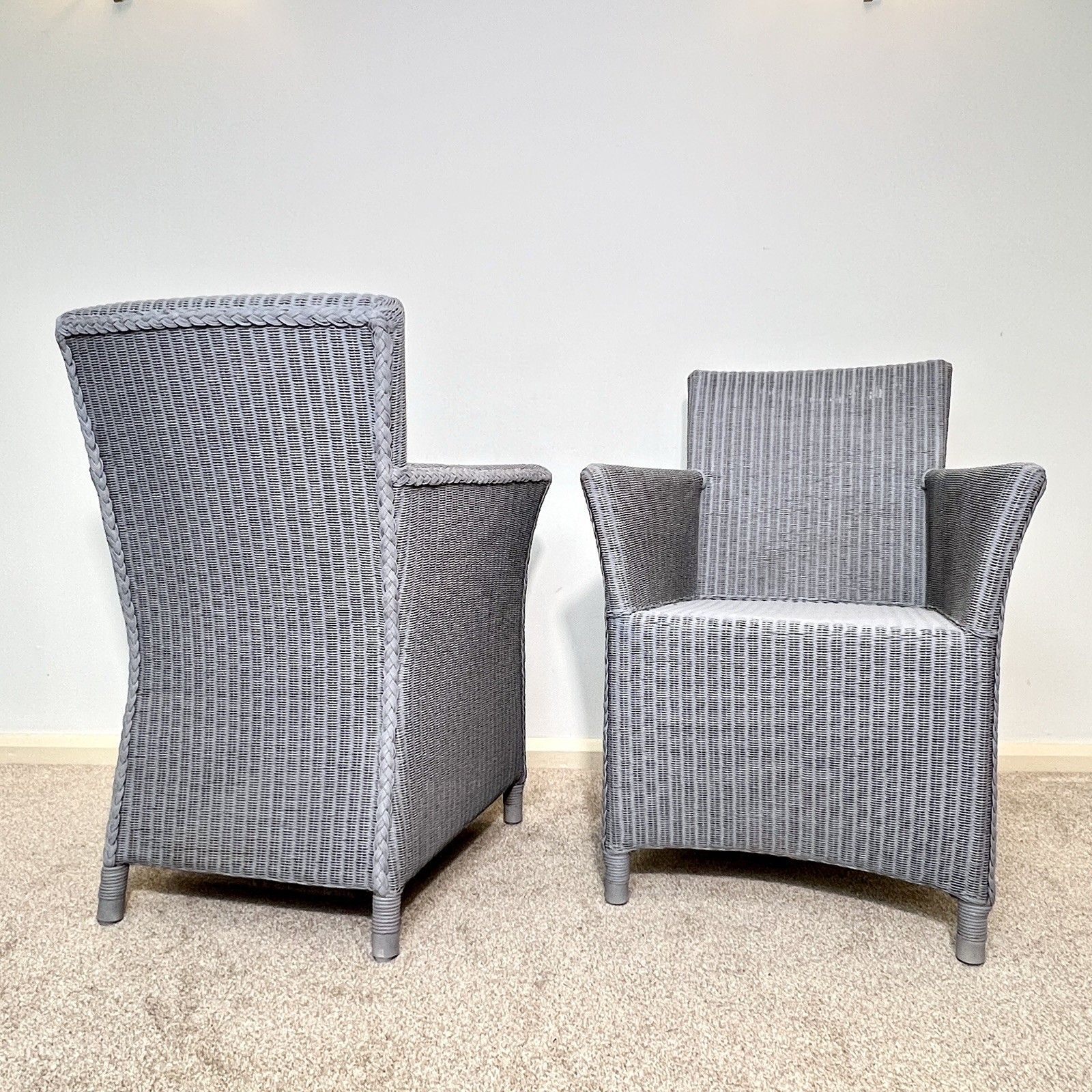 A Pair Of Lloyd Loom Chairs , Contemporary Grey Dining Chairs, Carver Chairs photo 350.0