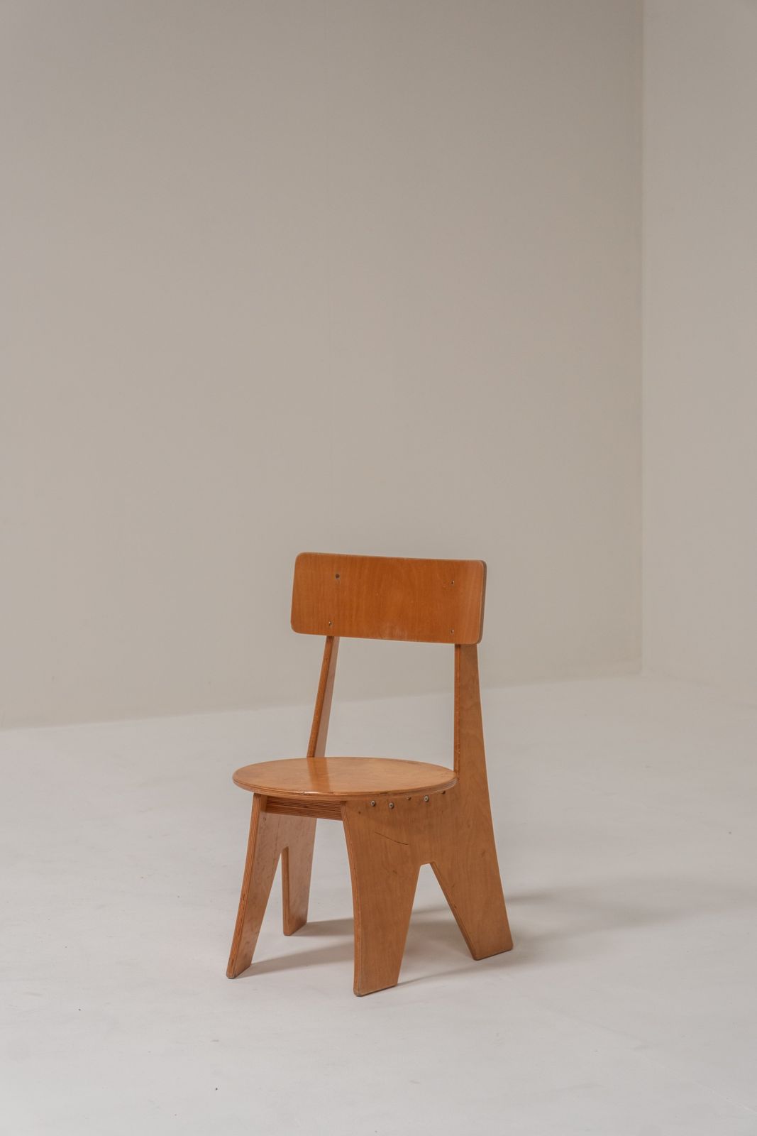 Sculptural Pair Of Plywood Chairs, Germany, 1970s photo for sale