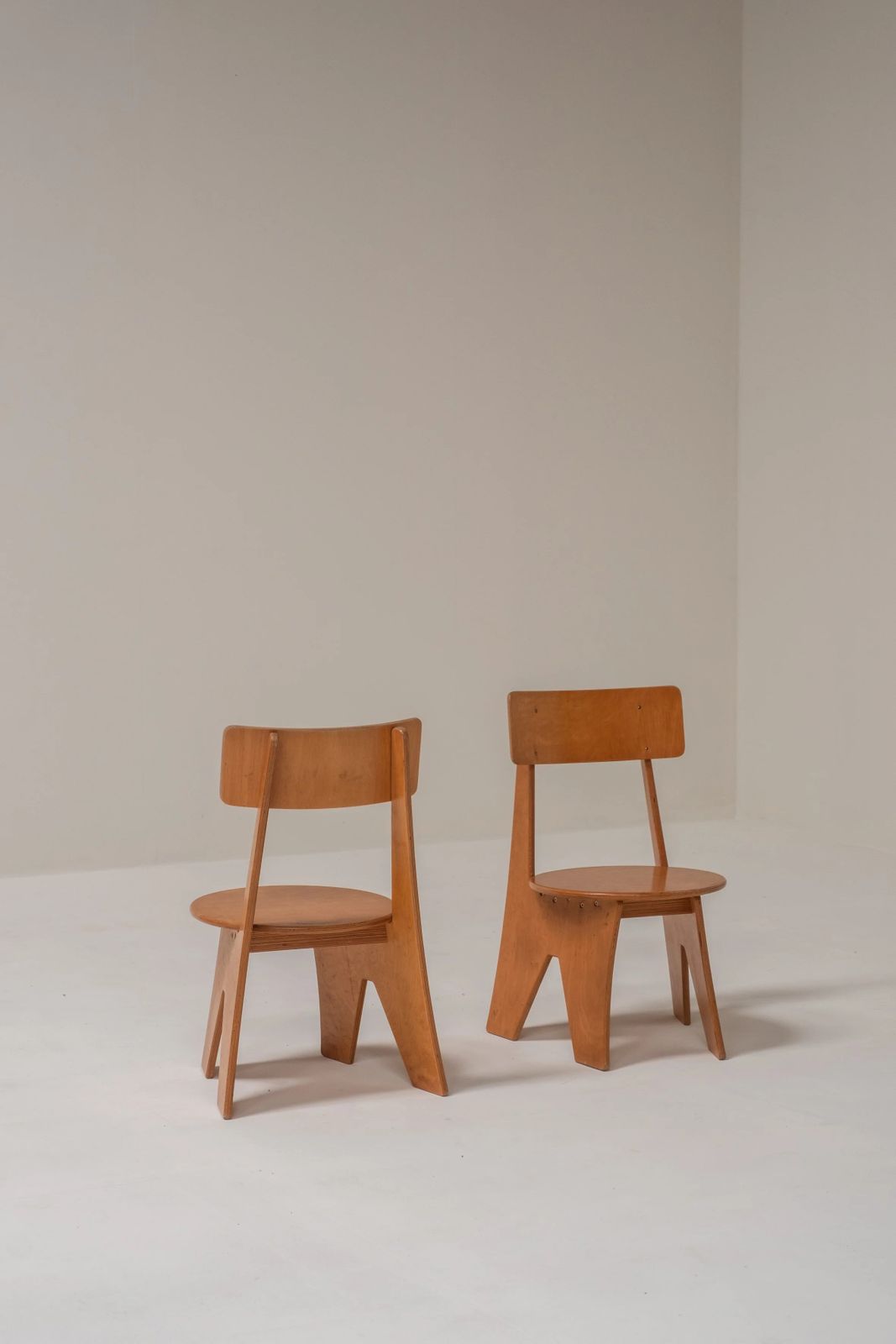 photo for sale Sculptural Pair Of Plywood Chairs, Germany, 1970s