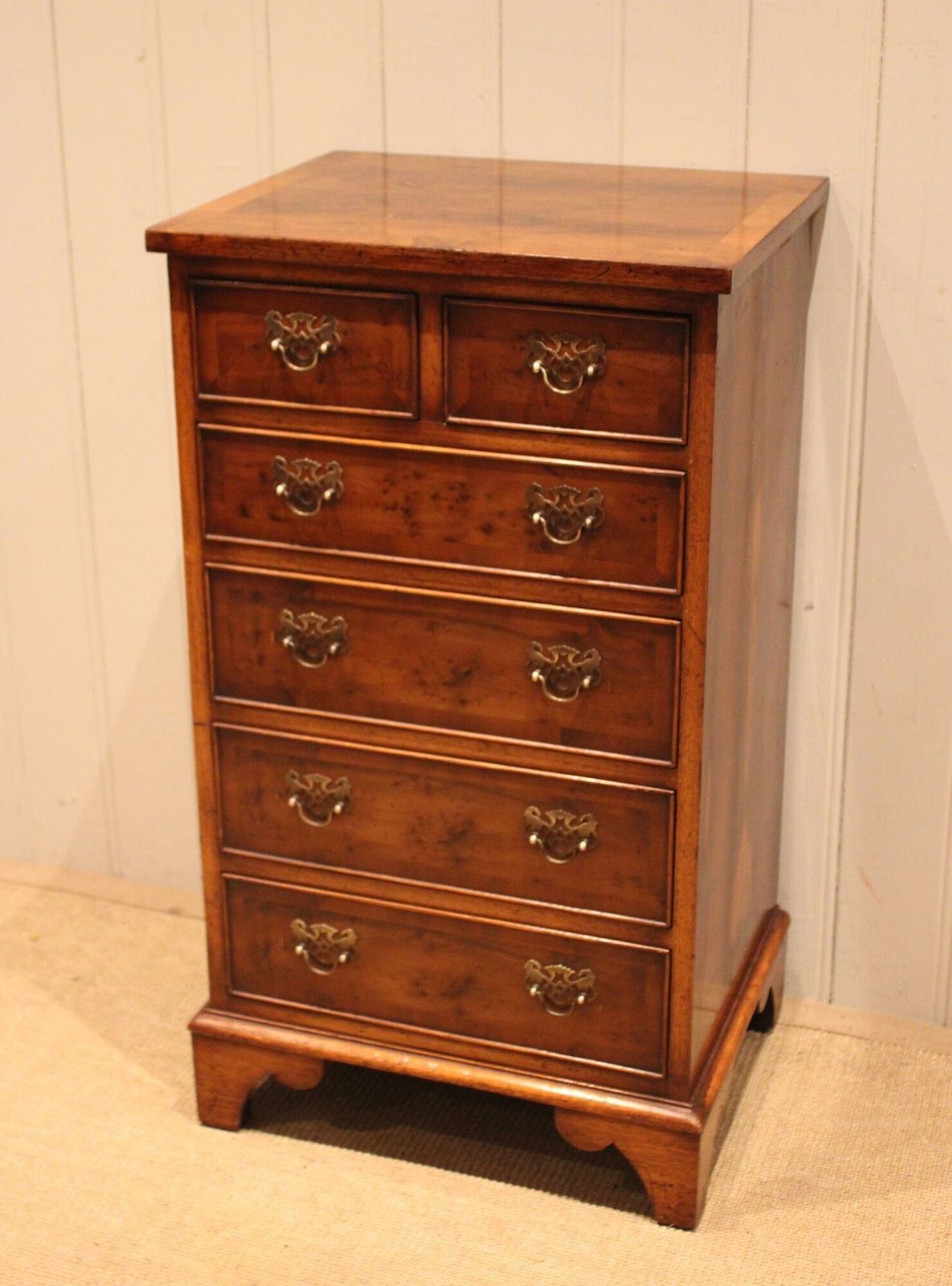 Slim Burr Yew Chest Of Drawers photo for sale