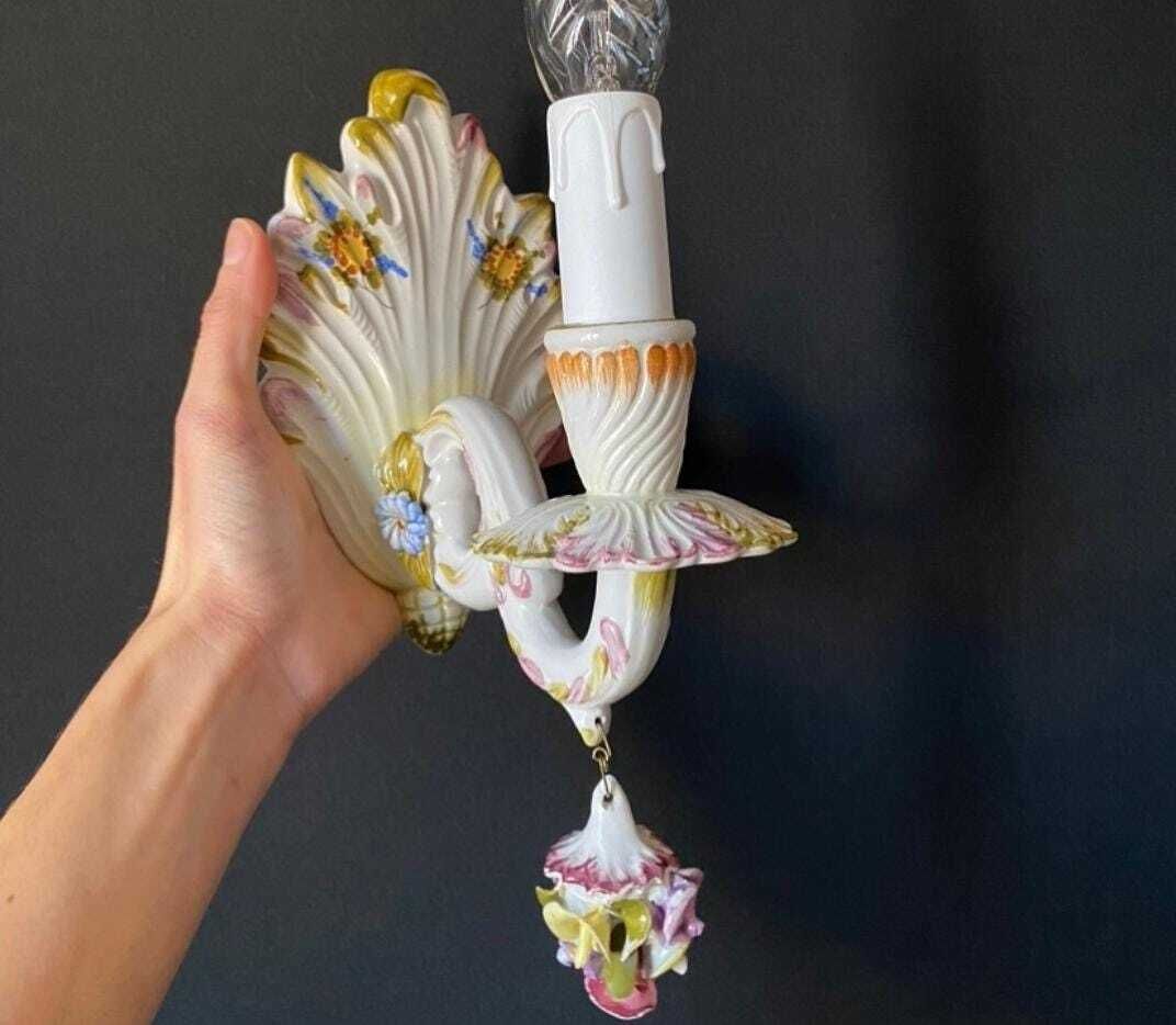 photo furniture Duty Free USA. Pair Of Antique Ceramic Sconces From Italy