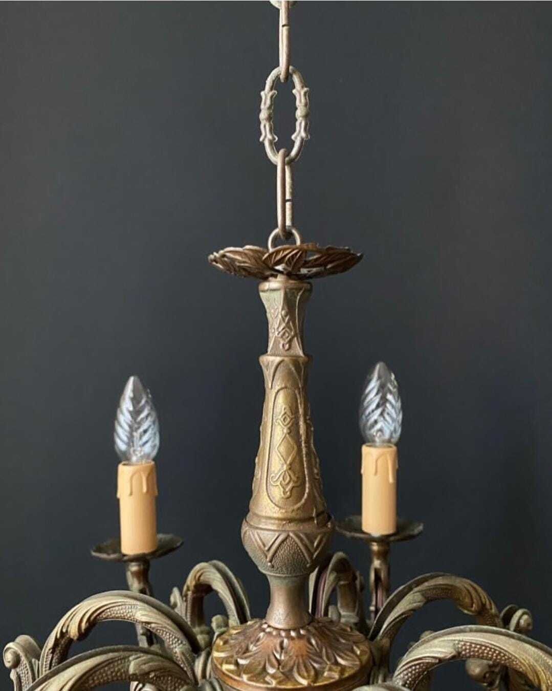 Lustre d'époque en laiton, détaxé pour les États-Unis, Italie photo 281.0