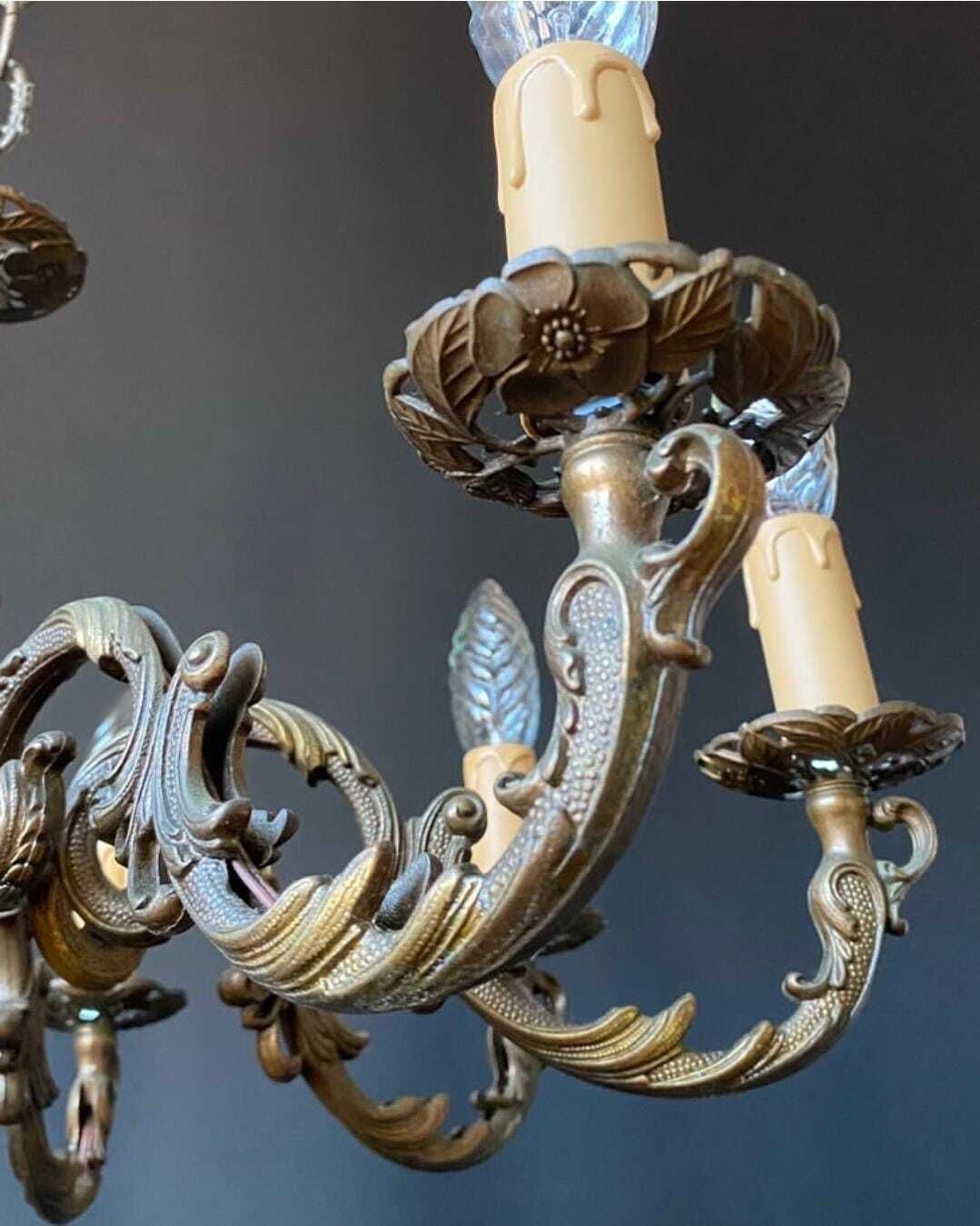 Lustre d'époque en laiton, détaxé pour les États-Unis, Italie photo vinterior