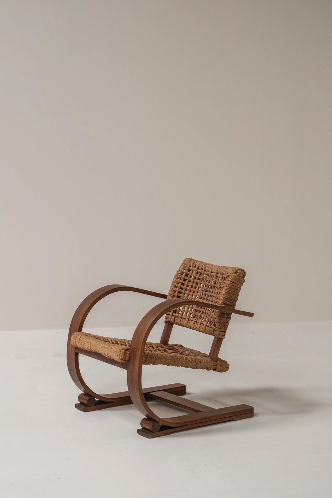 Mid Century Rope Chair By Audoux & Minet, France, 1950s photo Furniture