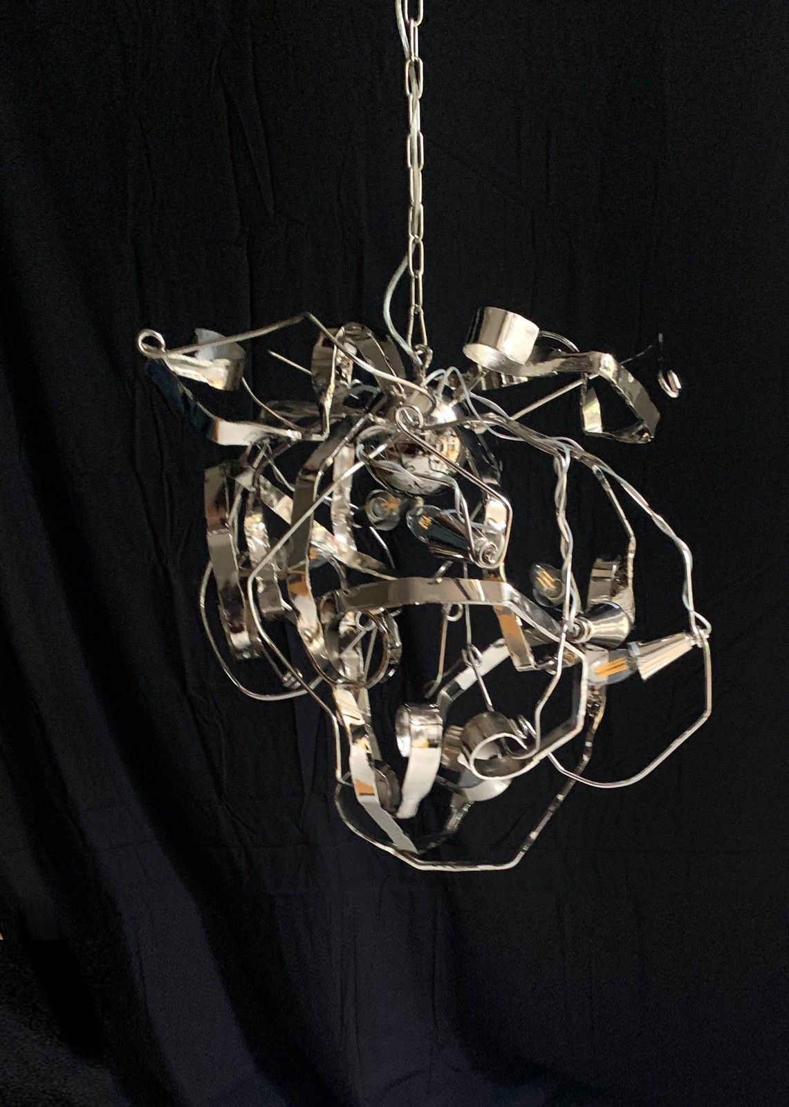 Metal Chandelier W/ Six Lights Possibly A Delphinium By Brand Van Egmond photo 2495.0