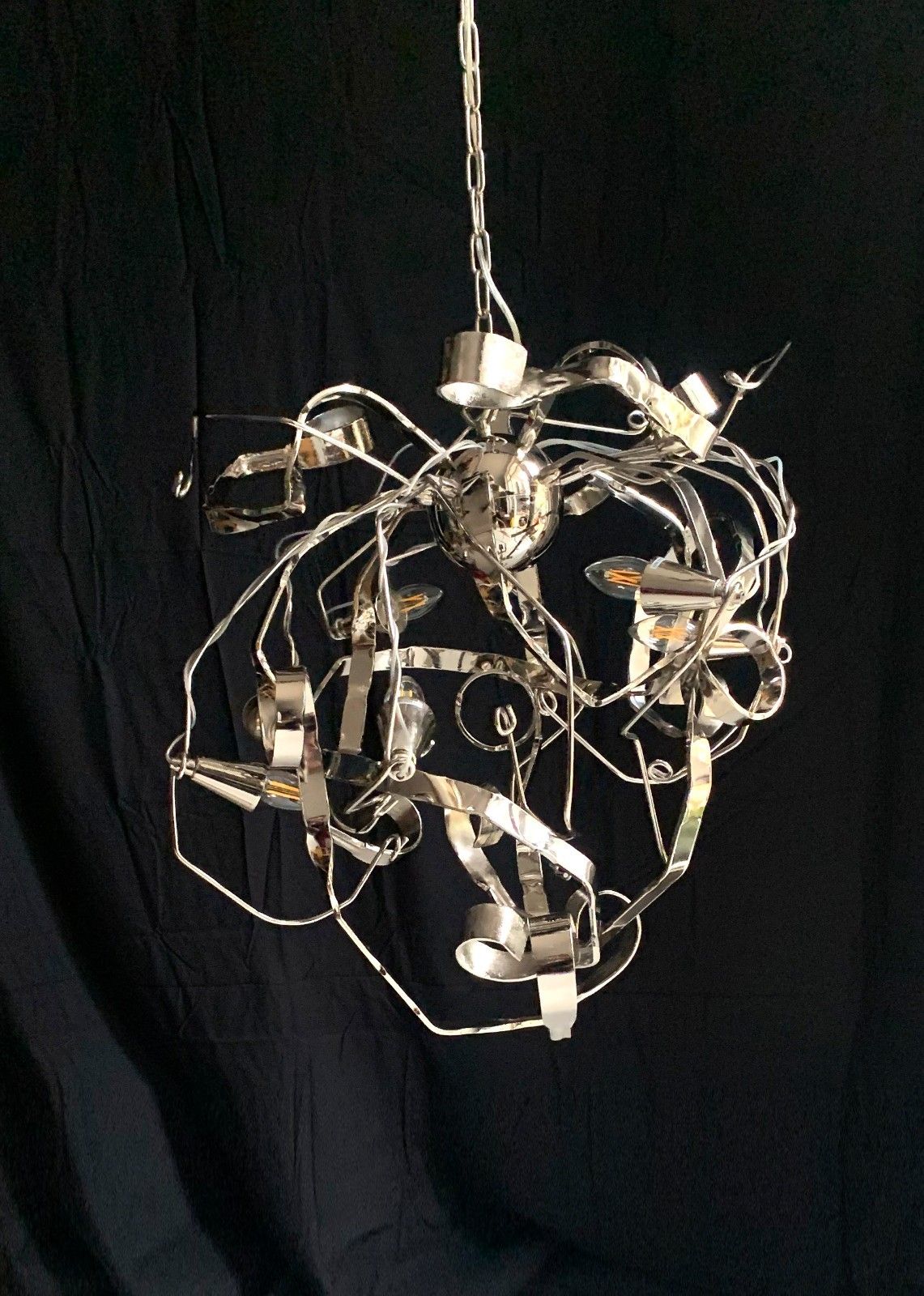 Metal Chandelier W/ Six Lights Possibly A Delphinium By Brand Van Egmond photo vinterior