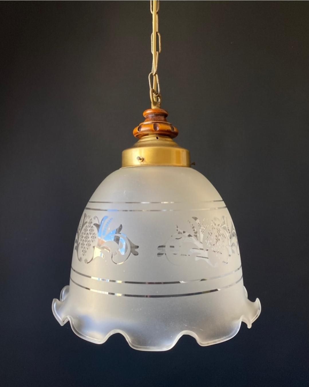 Lustre vintage en verre, Italie - sans droits de douane pour les États-Unis