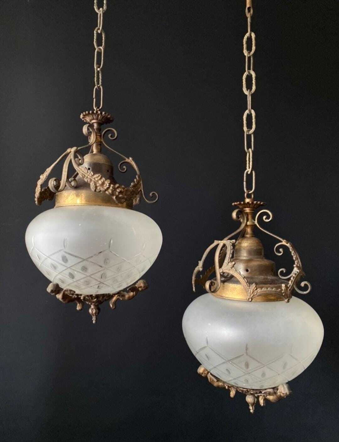 Duty Free For USA. Pair Of Antique Chandelier