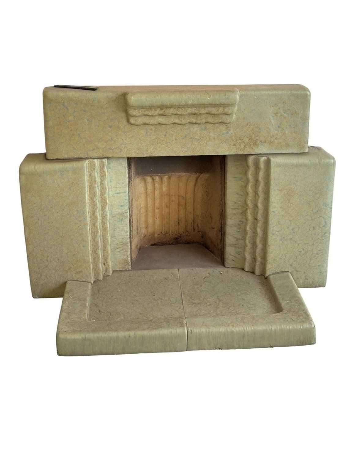 Original Art Deco Fireplace Surround Glazed Green Good Condition For Age photo Home Fixtures