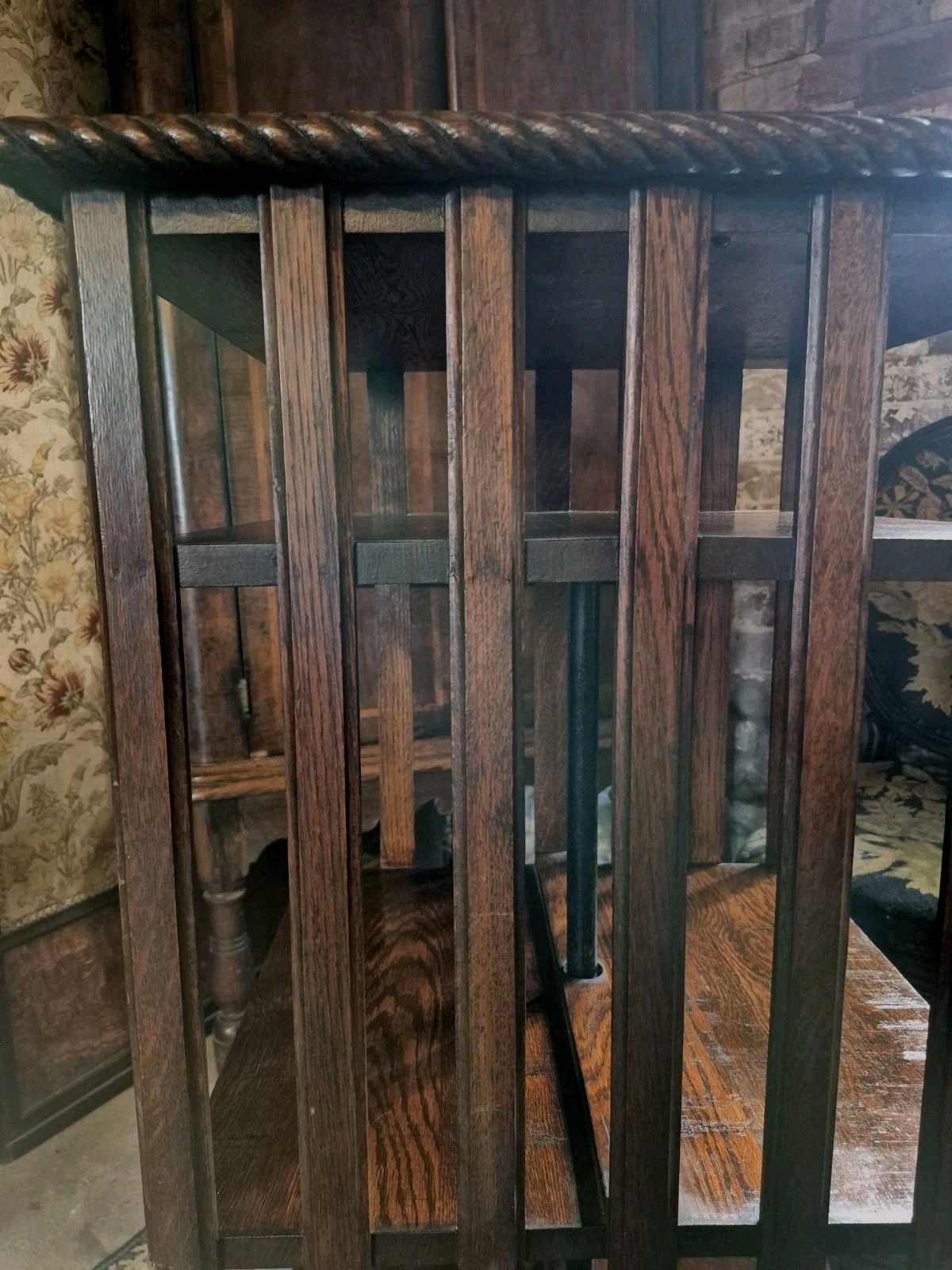photo furniture Epic Revolving Vintage Edwardian Oak Library Bookcase With Folding Reading Stand