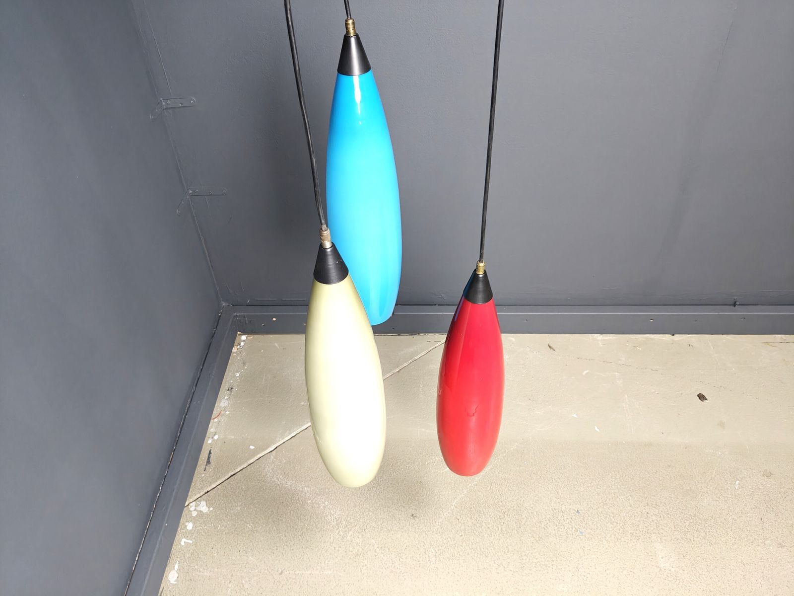 Lighting Vintage 3 Glass Pendant Lights By Vistosi, 1970s photo