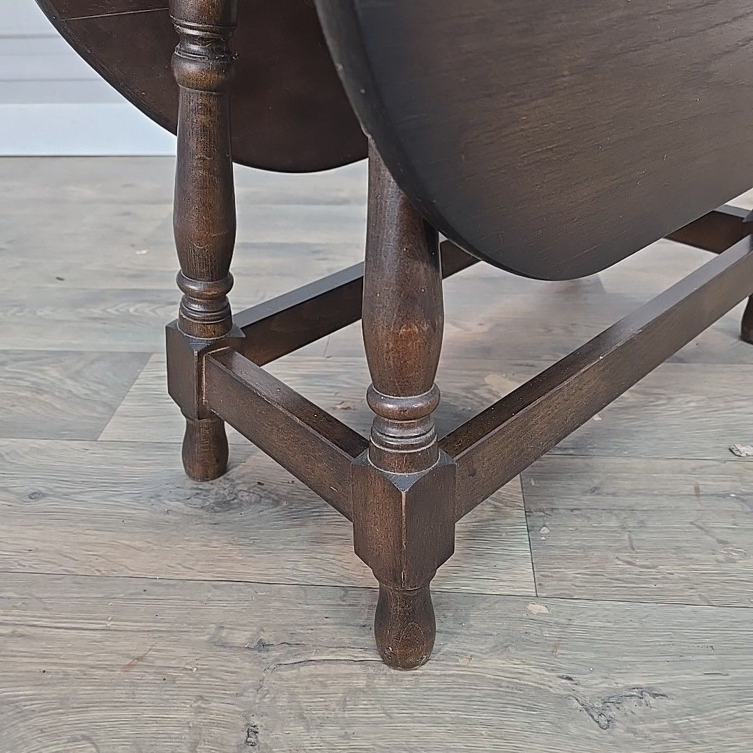 Vintage Drop Leaf Table Oak Turn Top Coffee Occasional Side Table Retro Wooden photo for sale