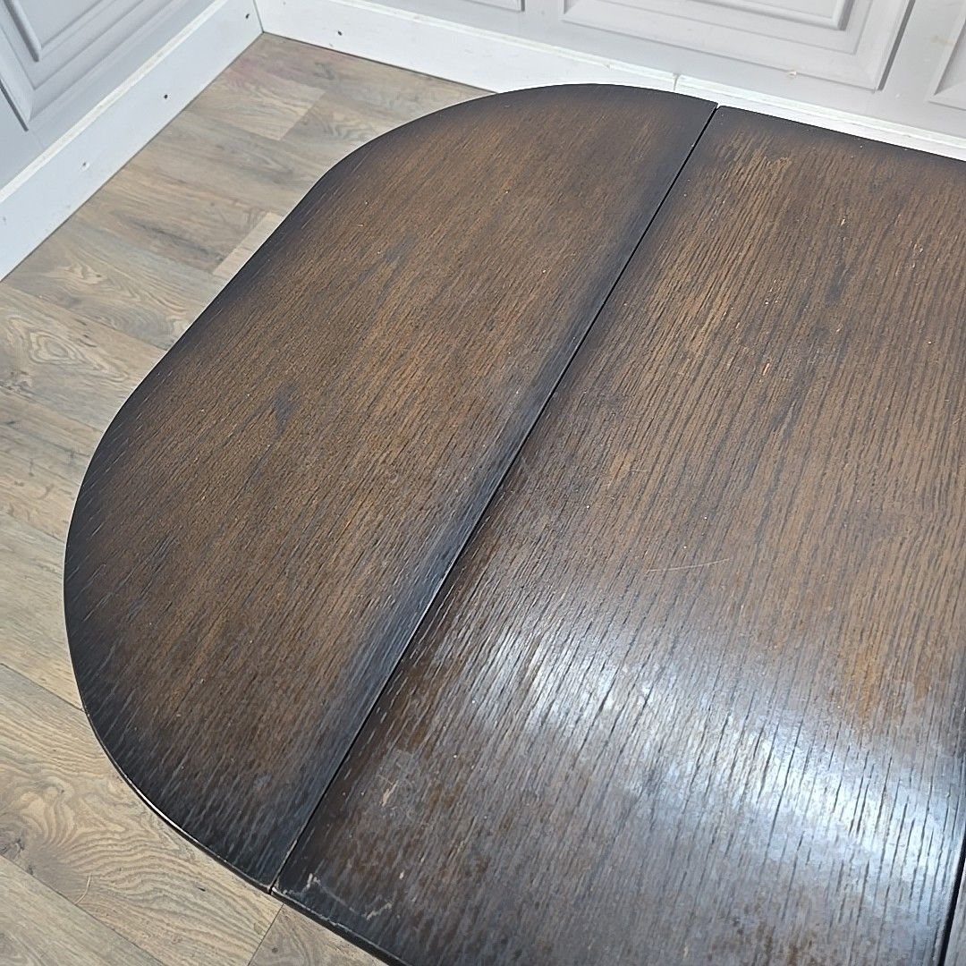 photo buy Vintage Drop Leaf Table Oak Turn Top Coffee Occasional Side Table Retro Wooden