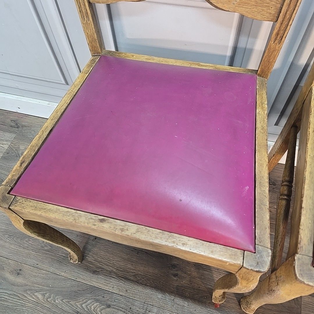Antique Style Dining Chairs 4 French Solid Wooden Ladder Back Seats Vintage photo 160.0